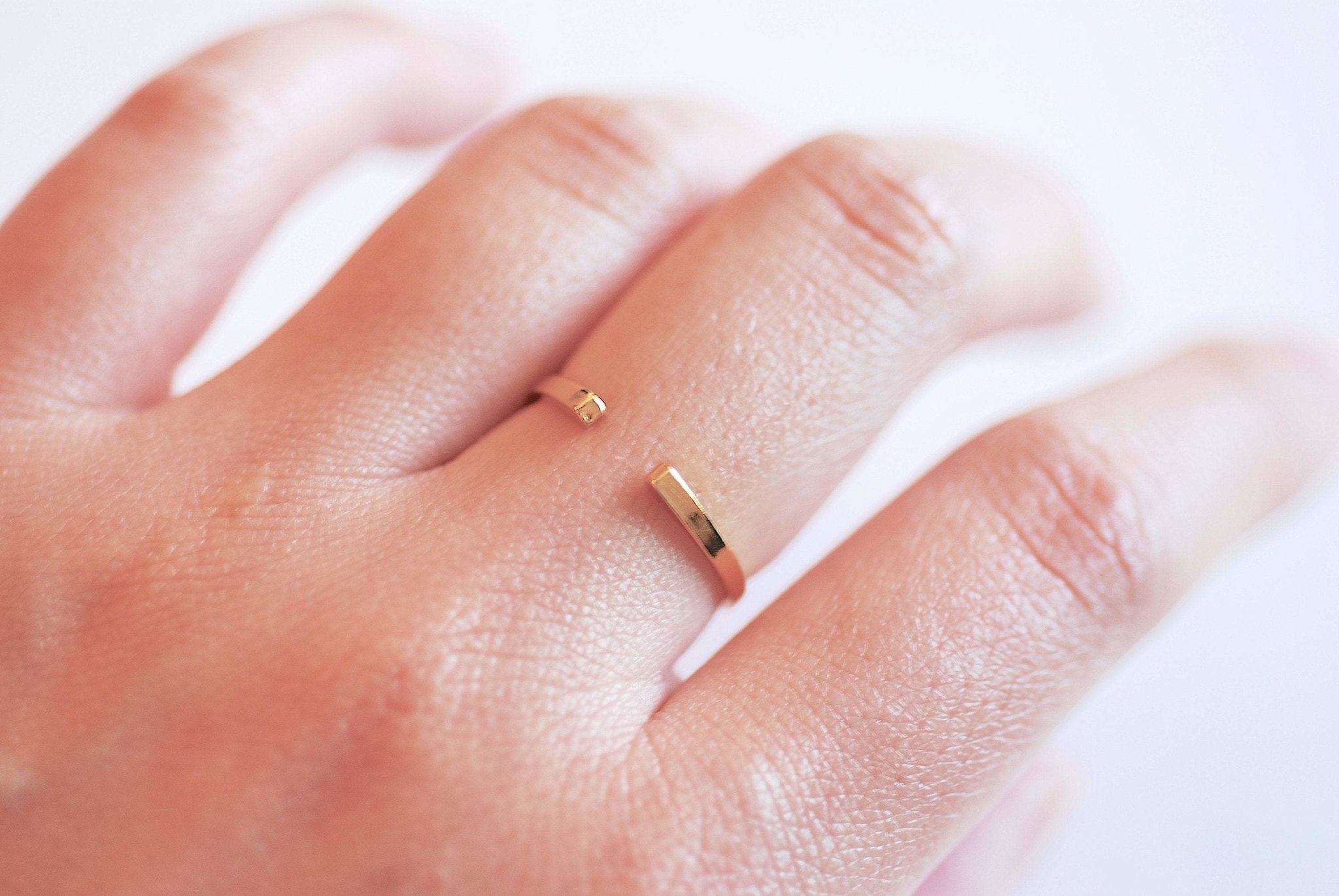 Minimalist Open Ring- Sterling Silver, Gold, open edge ring, stacking ring, dainty ring, Minimalist ring, Dainty Ring, Adjustable Ring, Boho - HarperCrown