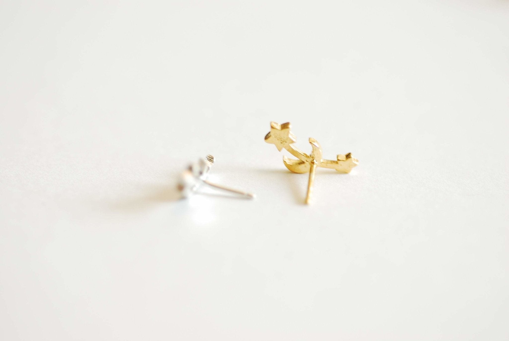 Moon and Star Earrings- Star Ear Crawlers - Moon Ear Crawlers - Stud Earrings - Minimalist Earrings - Ear Climbers - Star Earrings - Dainty - HarperCrown