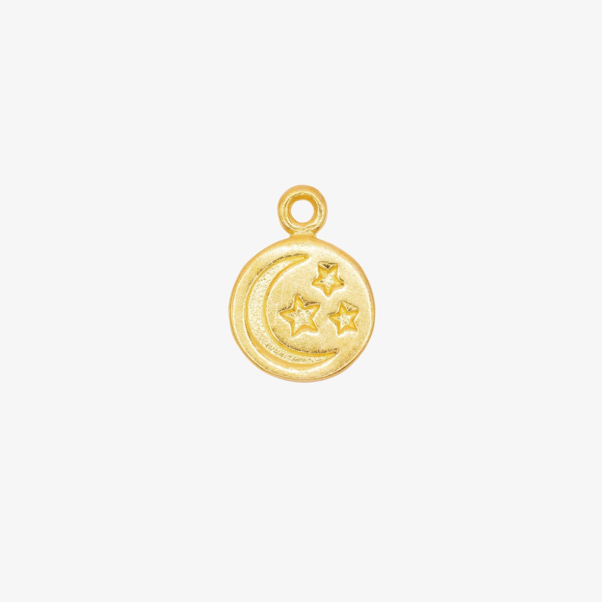 Moon and Stars Disc Charm 14K Gold, 251G - HarperCrown