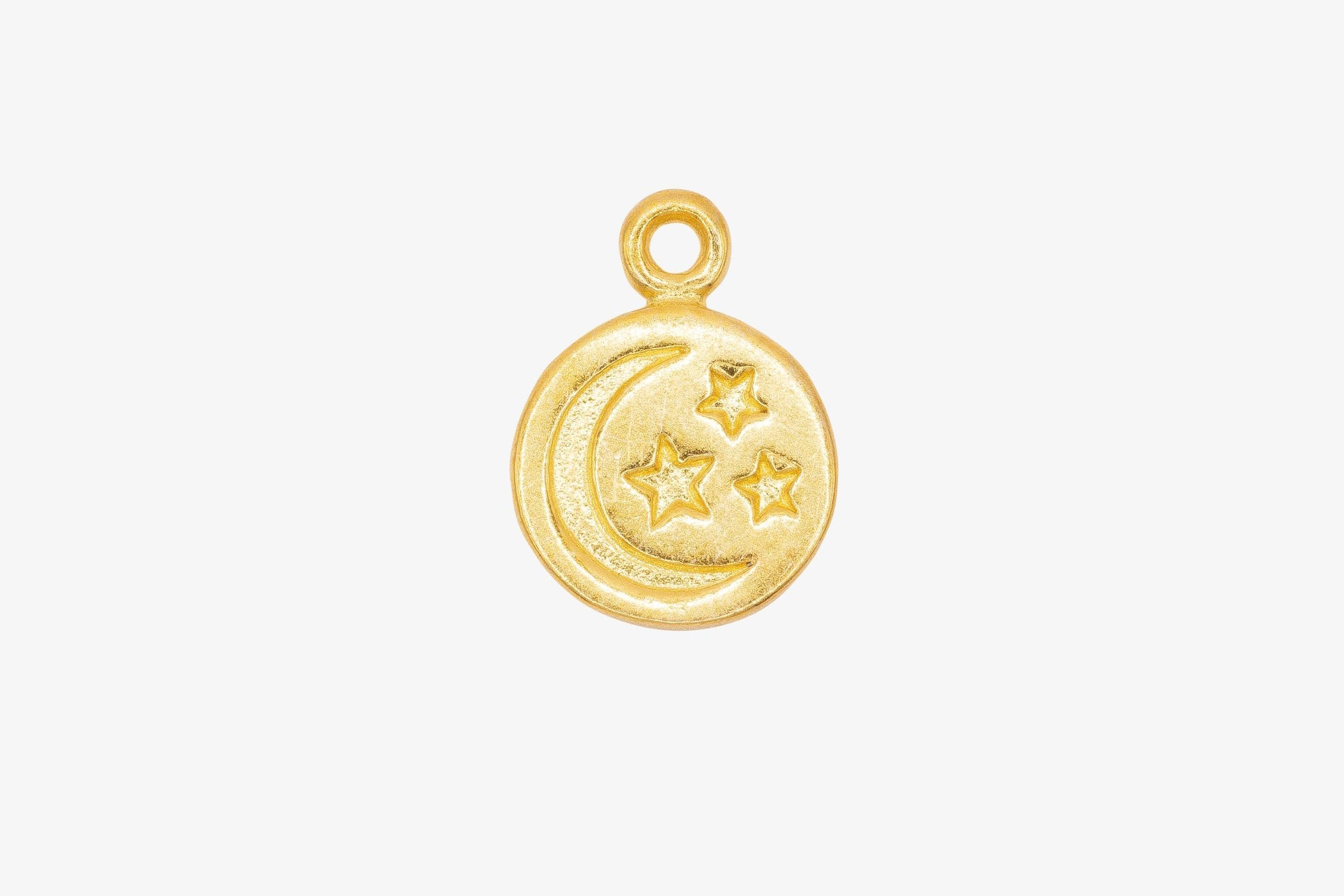 Moon and Stars Disc Charm Wholesale 14K Gold, Solid 14K Gold, 251G - HarperCrown