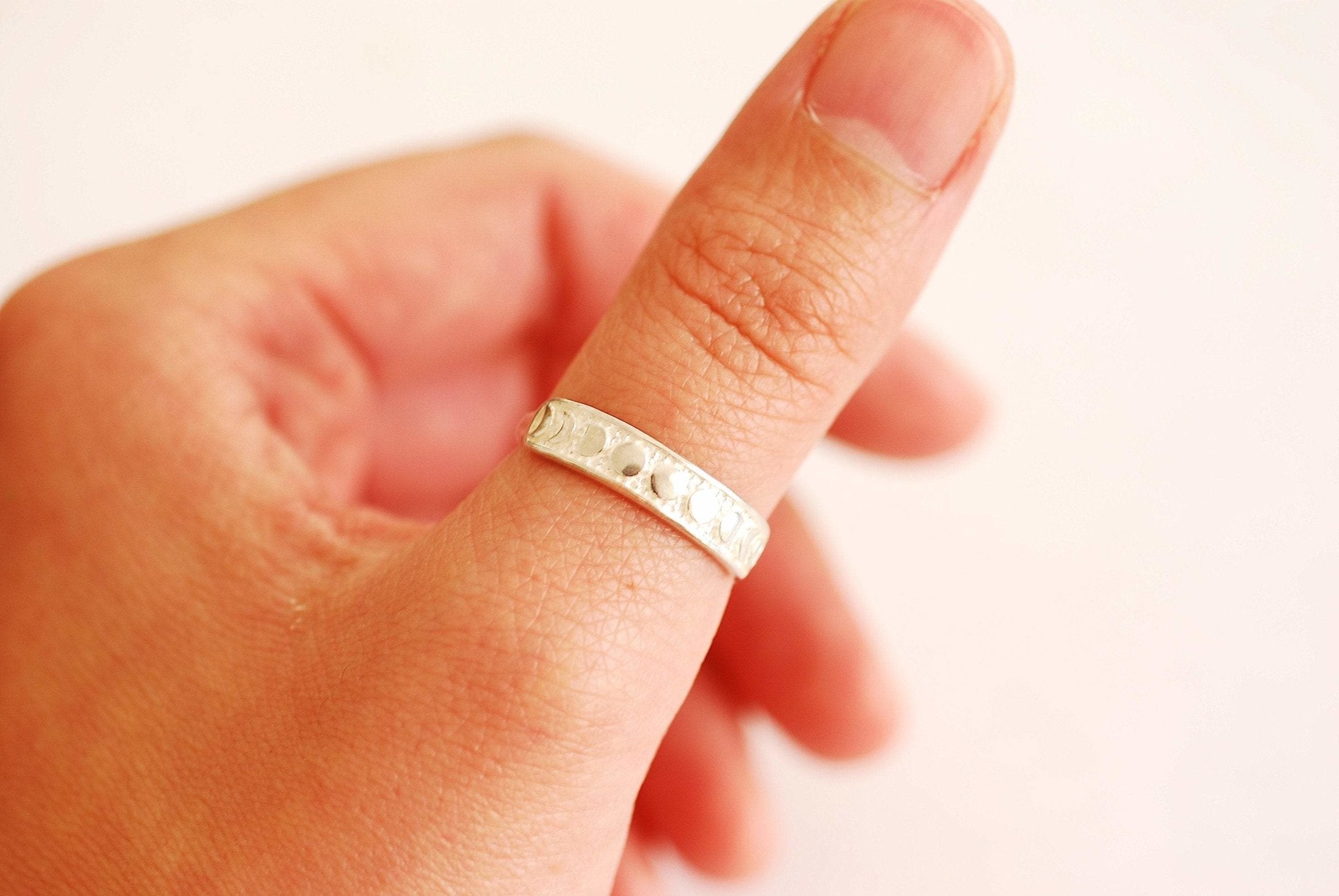 Moon Phase Ring 925 Sterling silver or 18k Gold Stacking Ring Moon Phases Luna Ring Celestial Ring Moon Ring Zodiac Ring Lunar Phase Ring - HarperCrown