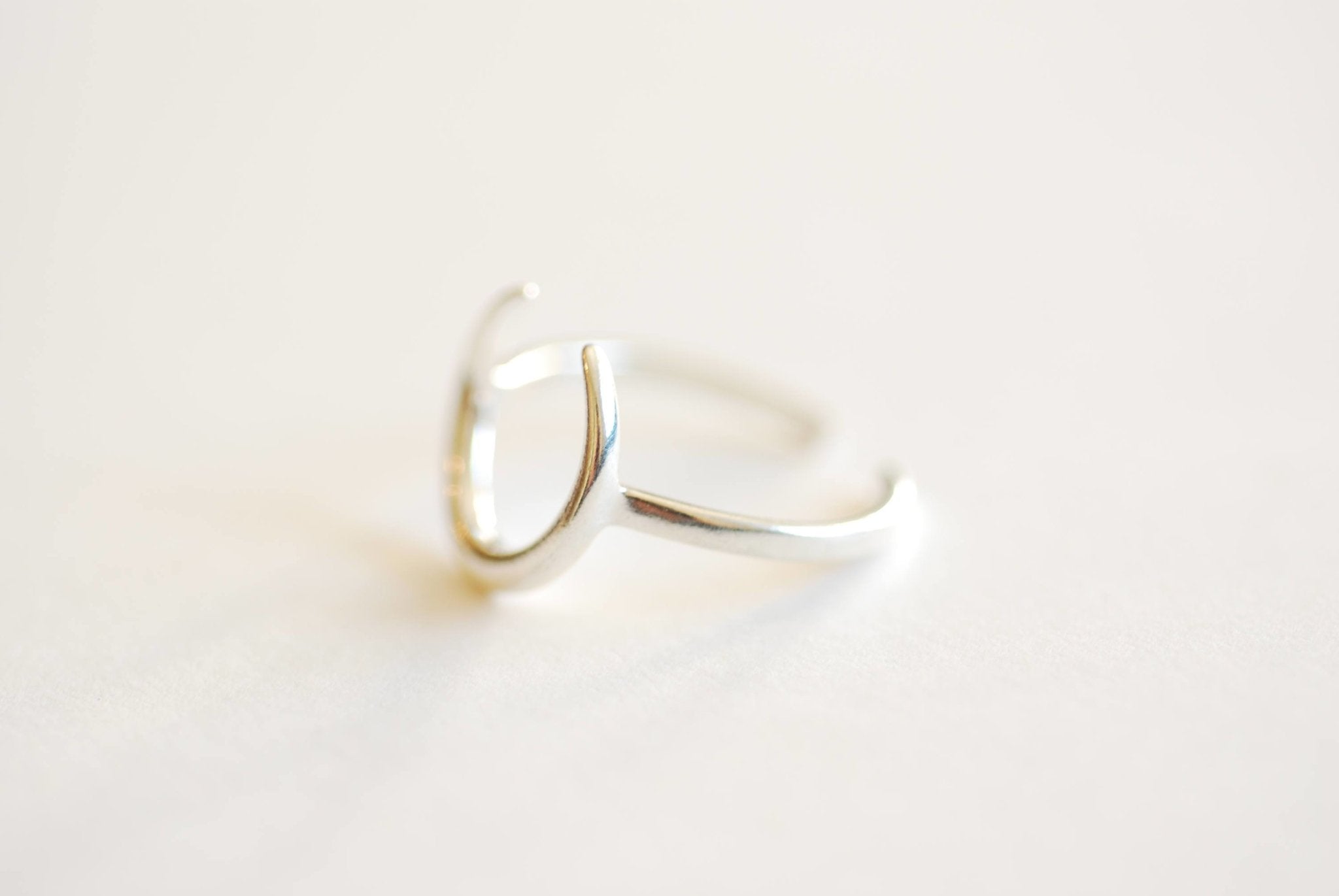 Moon Ring- 925 Sterling Silver Adjustable Ring, Minimalist moon Ring, Mako Moon Ring, Crescent Moon Ring, Stacking Ring, Double Horn Ring - HarperCrown
