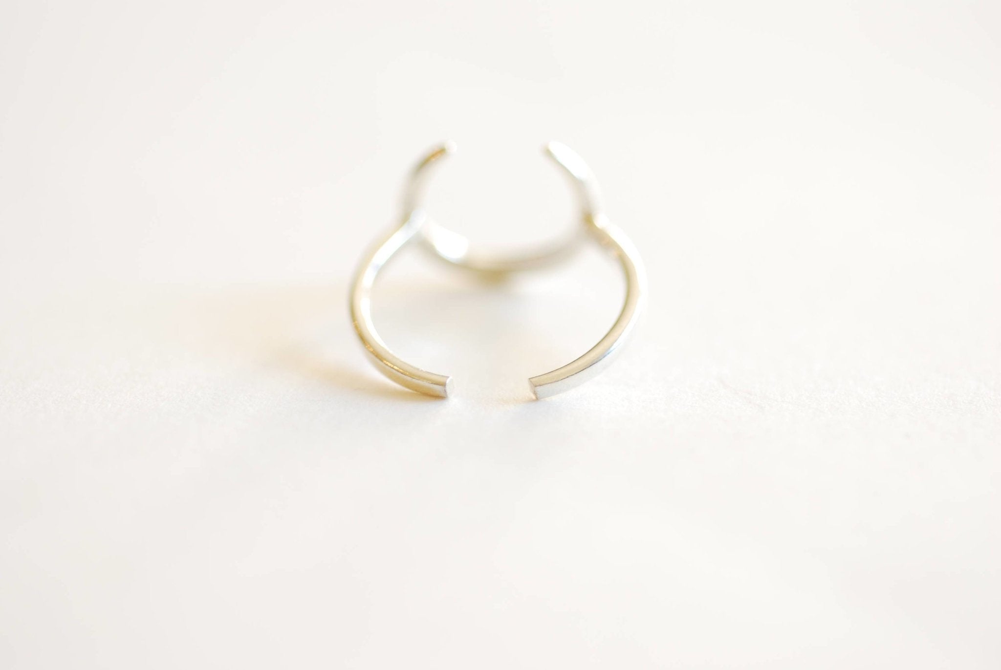 Moon Ring- 925 Sterling Silver Adjustable Ring, Minimalist moon Ring, Mako Moon Ring, Crescent Moon Ring, Stacking Ring, Double Horn Ring - HarperCrown