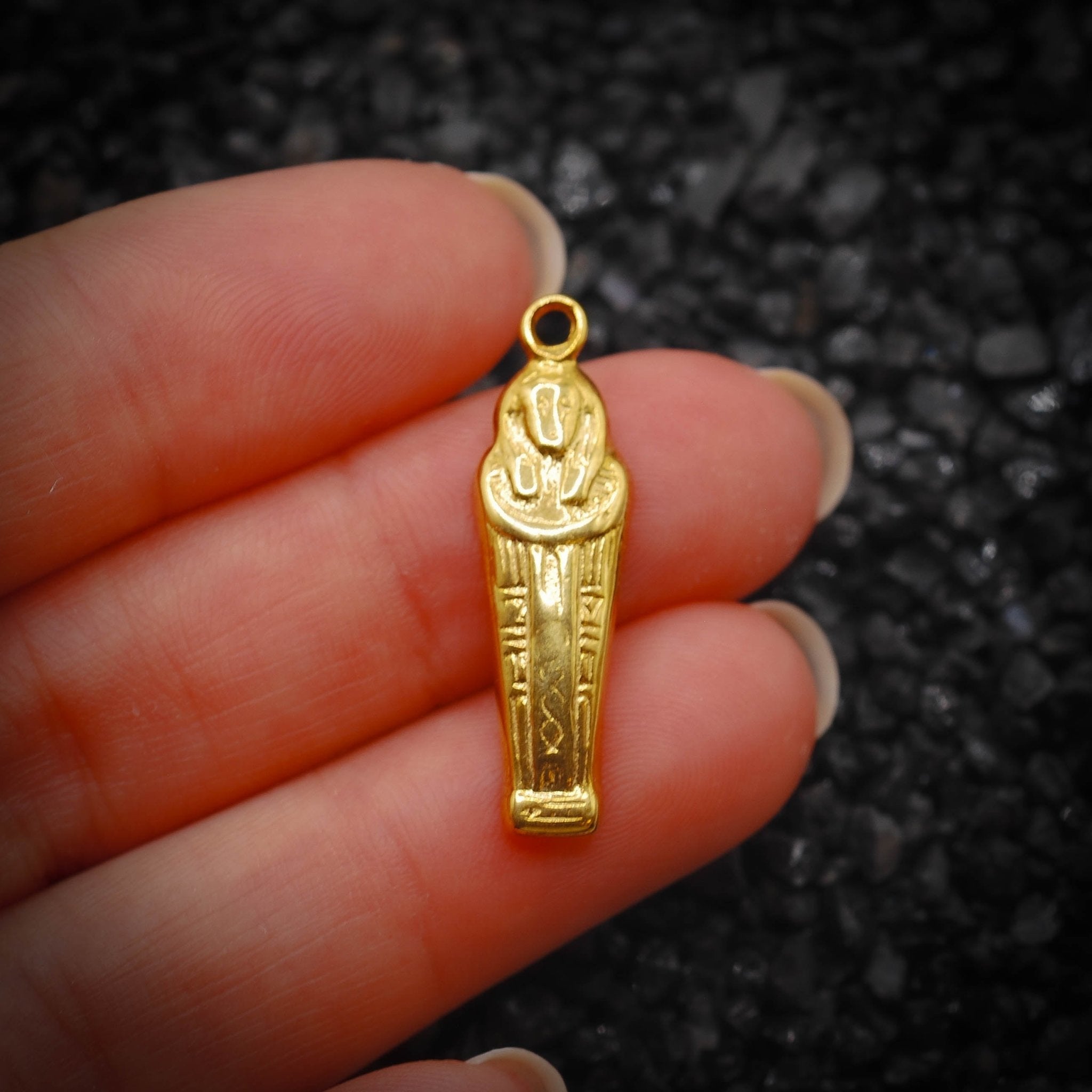 Mummy Tomb Ancient Egyptian Charm | 14K Solid Gold | Jewelry Making Pendant - HarperCrown