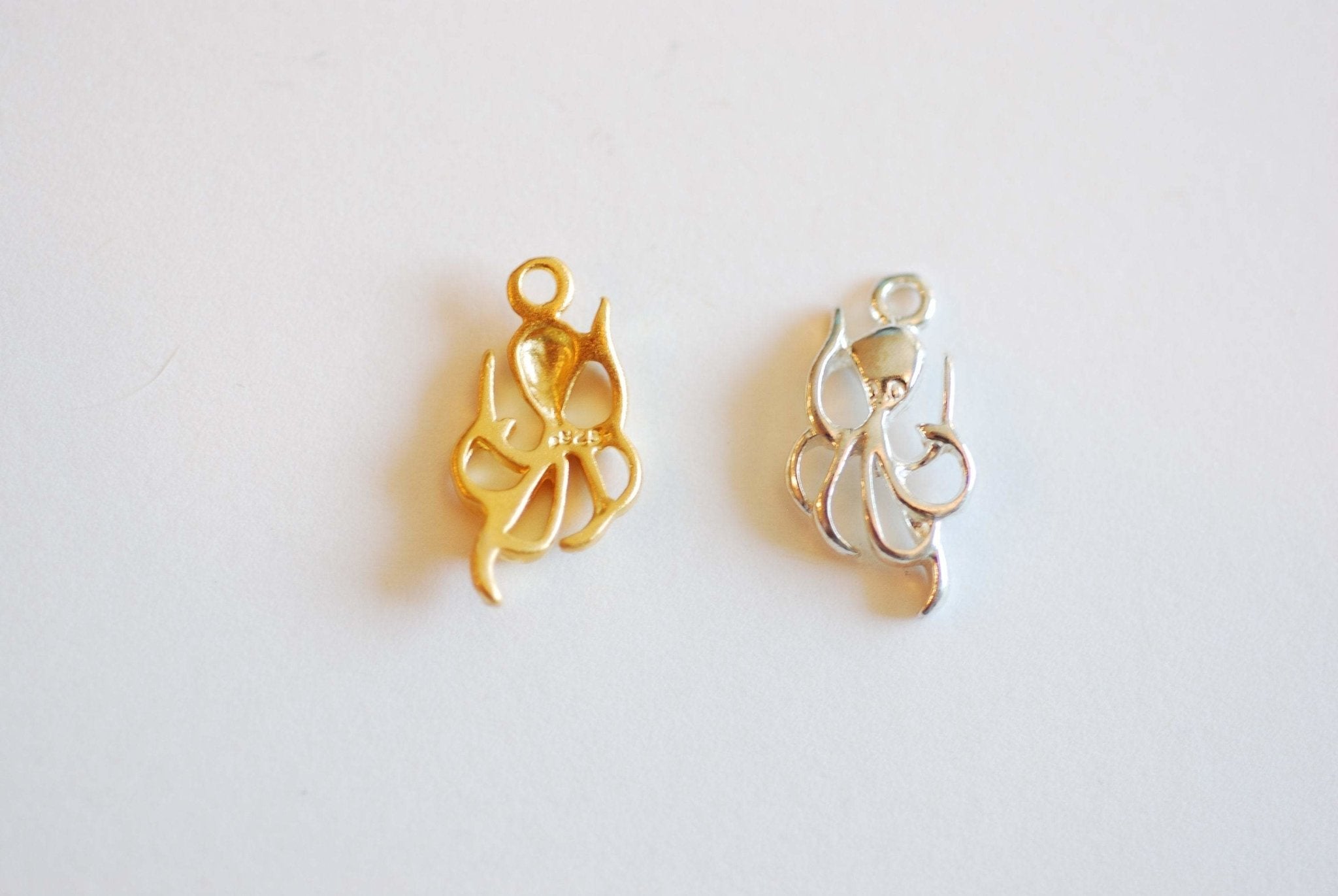 Octopus Charm- Vermeil Gold or Sterling Silver, 22k Gold plated 925 Sterling Silver, Sea creature, Sea life, Fish Charm, Marine Life,J435 - HarperCrown