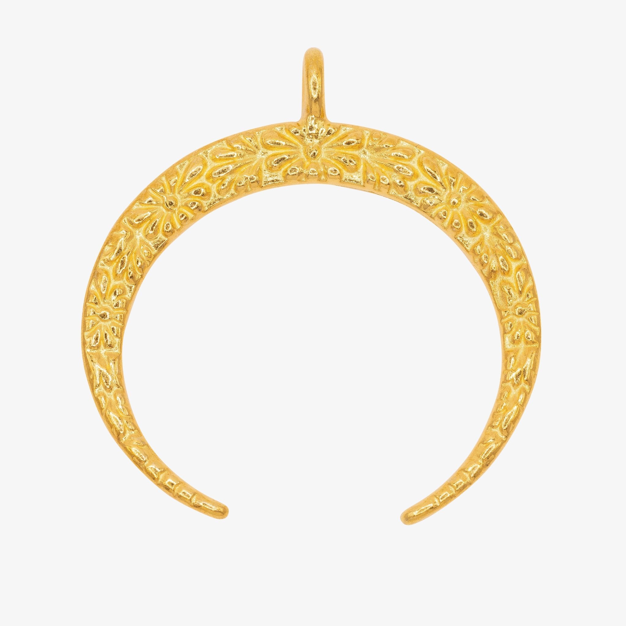 Ornate Crescent Moon Charm 14K Gold, 352G - HarperCrown