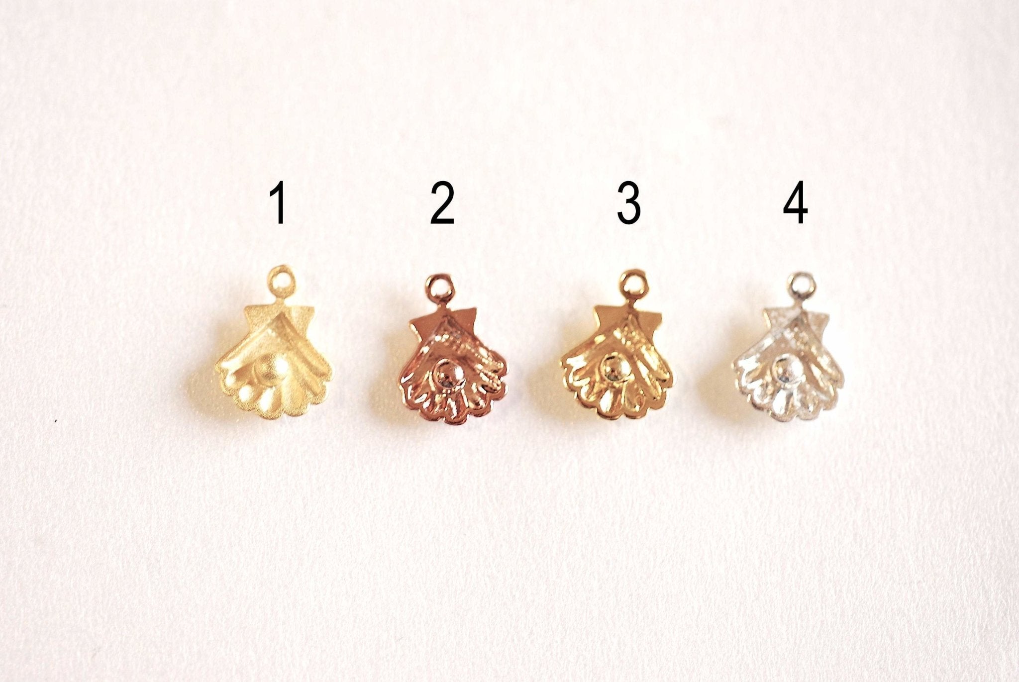 Oyster shell with Pearl Charm- Choose Sterling Silver, Gold, Rose Gold, Seashell Charm, Pendant, Clam Shell, Conch Shell, Shell Charm, 154 - HarperCrown