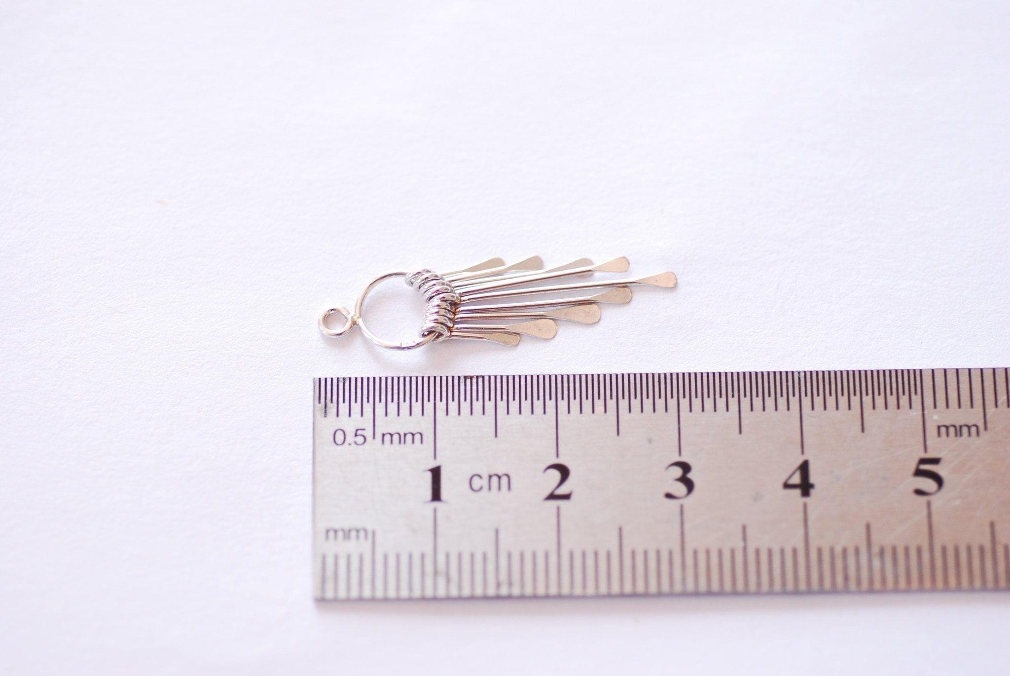 Paddle Wire Tassel Charm - 925 Sterling Silver or Vermeil 18k Gold tassel Charms tassel for earrings DIY Jewelry Making Sunburst Tassel - HarperCrown