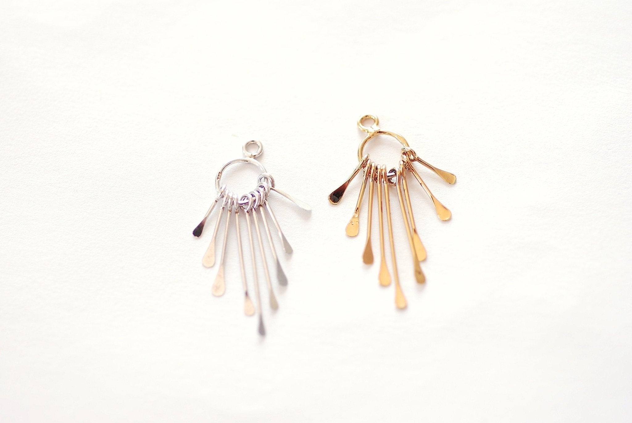Paddle Wire Tassel Charm - 925 Sterling Silver or Vermeil 18k Gold tassel Charms tassel for earrings DIY Jewelry Making Sunburst Tassel - HarperCrown
