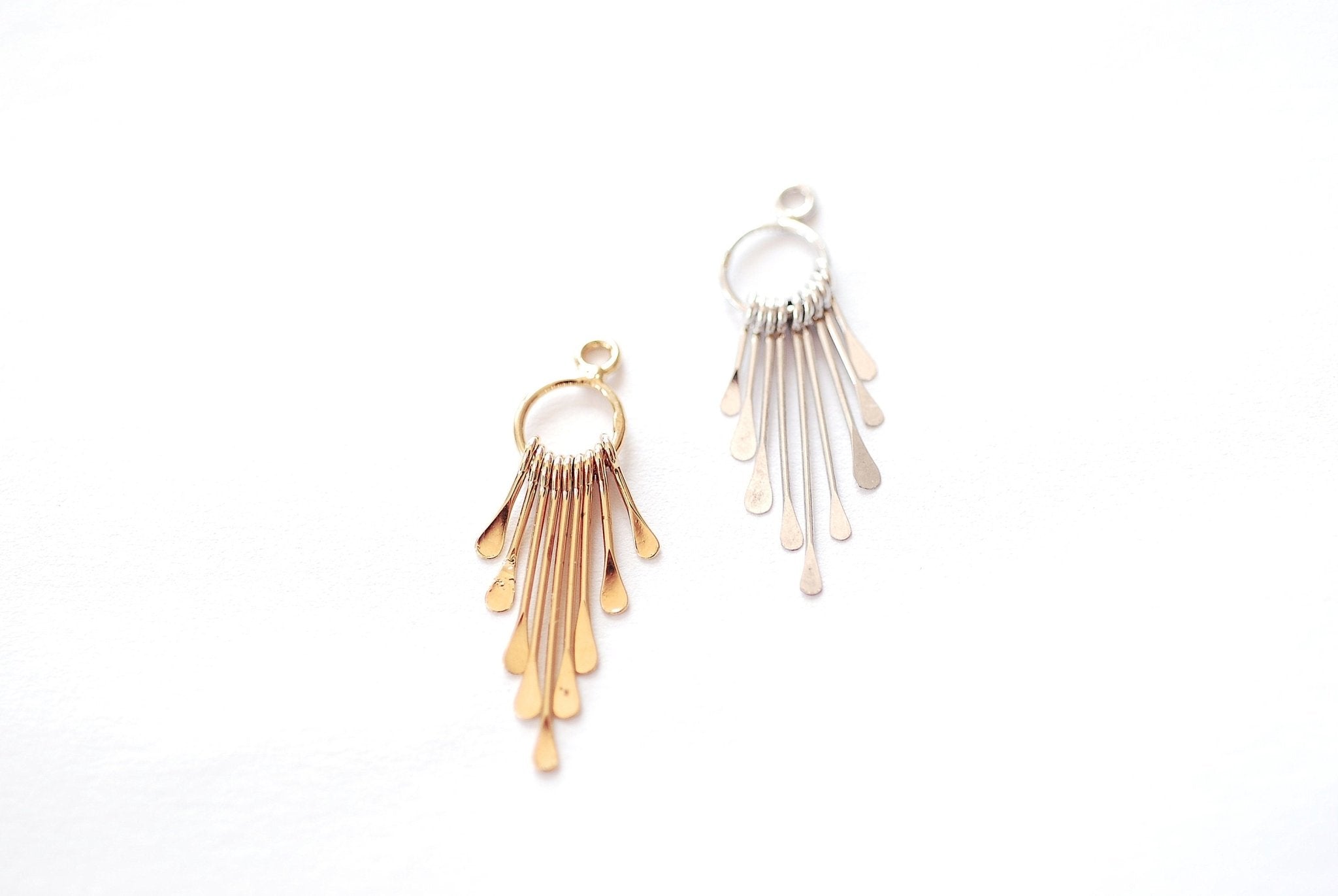 Paddle Wire Tassel Charm - 925 Sterling Silver or Vermeil 18k Gold tassel Charms tassel for earrings DIY Jewelry Making Sunburst Tassel - HarperCrown