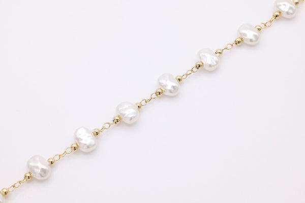 Pearl Satellite Chain, 14K Gold Overlay Plated, Wholesale Jewelry Chain - HarperCrown