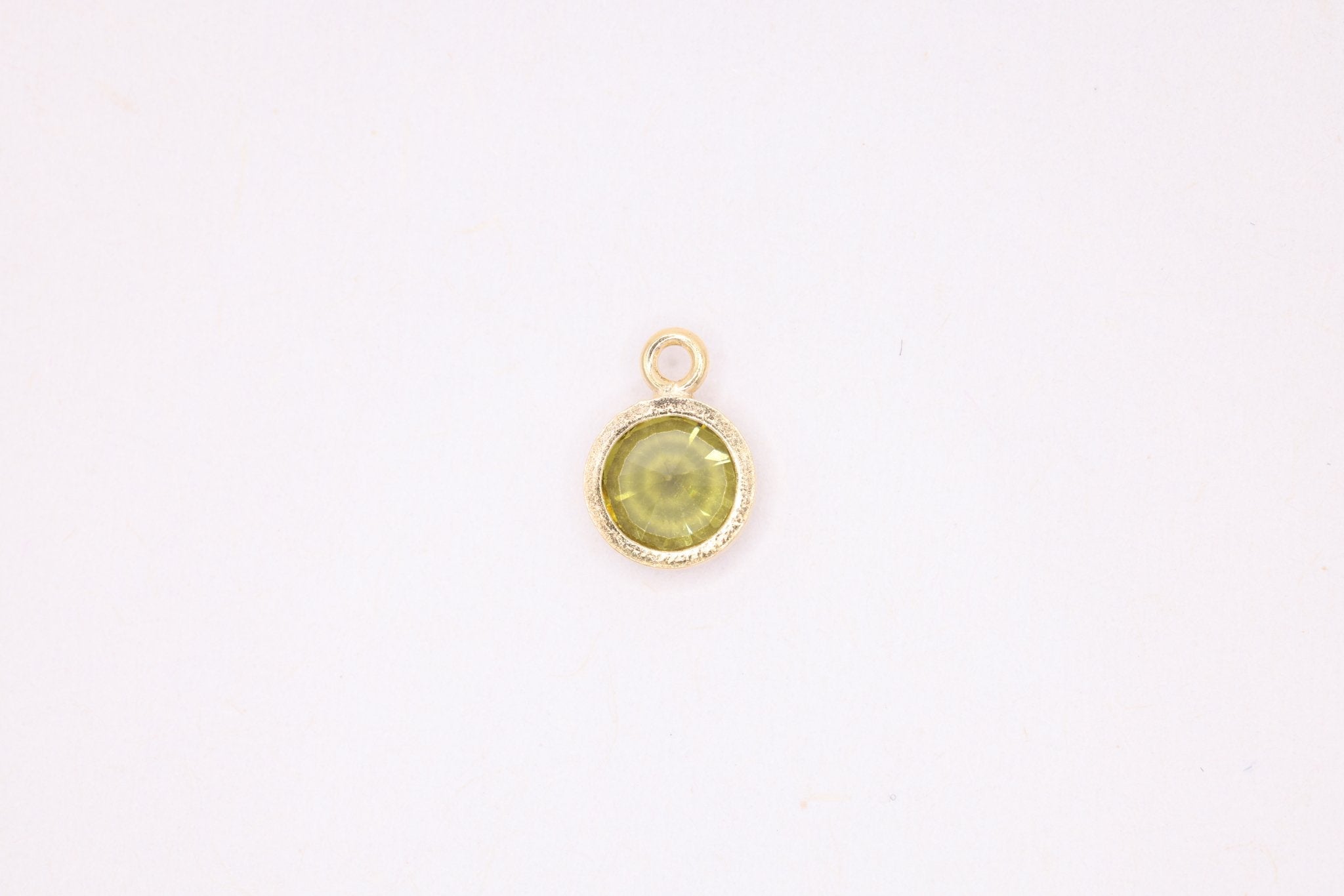 Peridot Birthstone CZ Gold-Filled Wholesale Drop Charm, August Birthstone, Horizontal Bail - HarperCrown