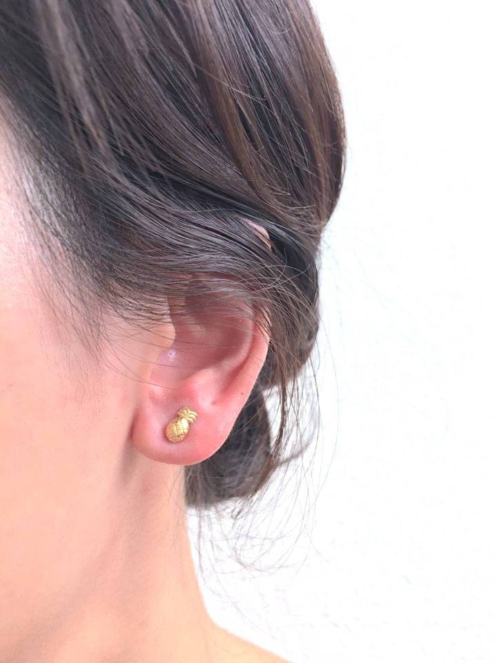 Pineapple Stud Earrings- 925 Sterling Silver, Gold, Rose Gold, Tiny Pineapple earrings, Tropical Earrings, Bridesmaid Gift, Jewelry, Bulk - HarperCrown