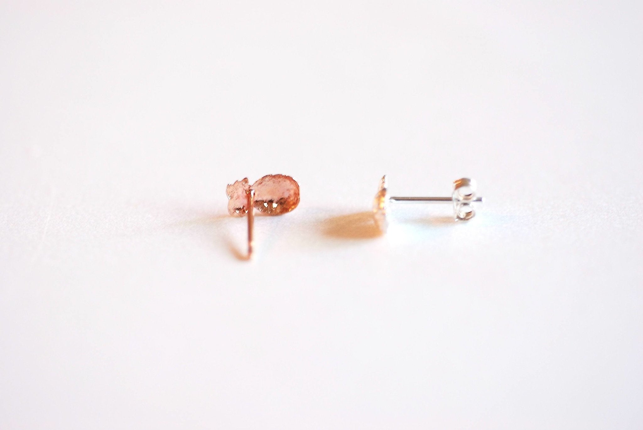 Pineapple Stud Earrings- 925 Sterling Silver, Gold, Rose Gold, Tiny Pineapple earrings, Tropical Earrings, Bridesmaid Gift, Jewelry, Bulk - HarperCrown