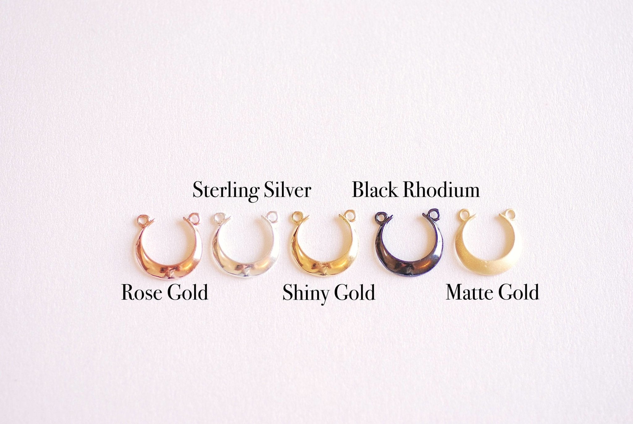 Pink Rose Gold Crescent Moon Connector- Vermeil Gold plated Sterling Silver, Moon Charm, Half Moon, Link Spacer, horizontal, U Shaped, 357 - HarperCrown