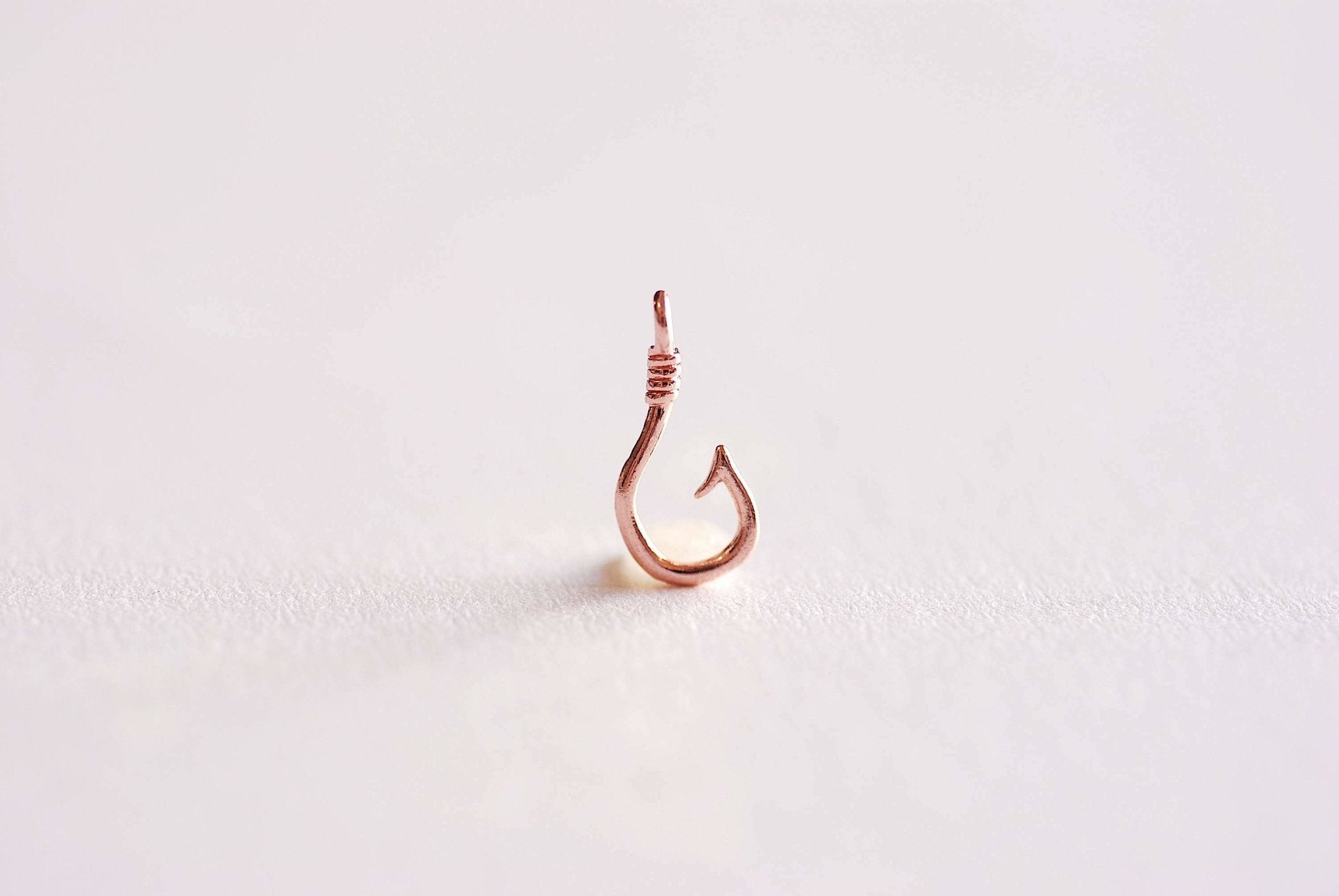 anchor fishing hook Pink Rose Gold Fish Charm Pendant- 22k Rose Gold plated Sterling Silver, Hook, Nautical Charm, Fish Hook Connector, Anchor, 363 PBCPS3-FPL Rebel Crawfish Wee-Crawfish / 925 Sterling Silver Made Size:PCH-C-701XXH