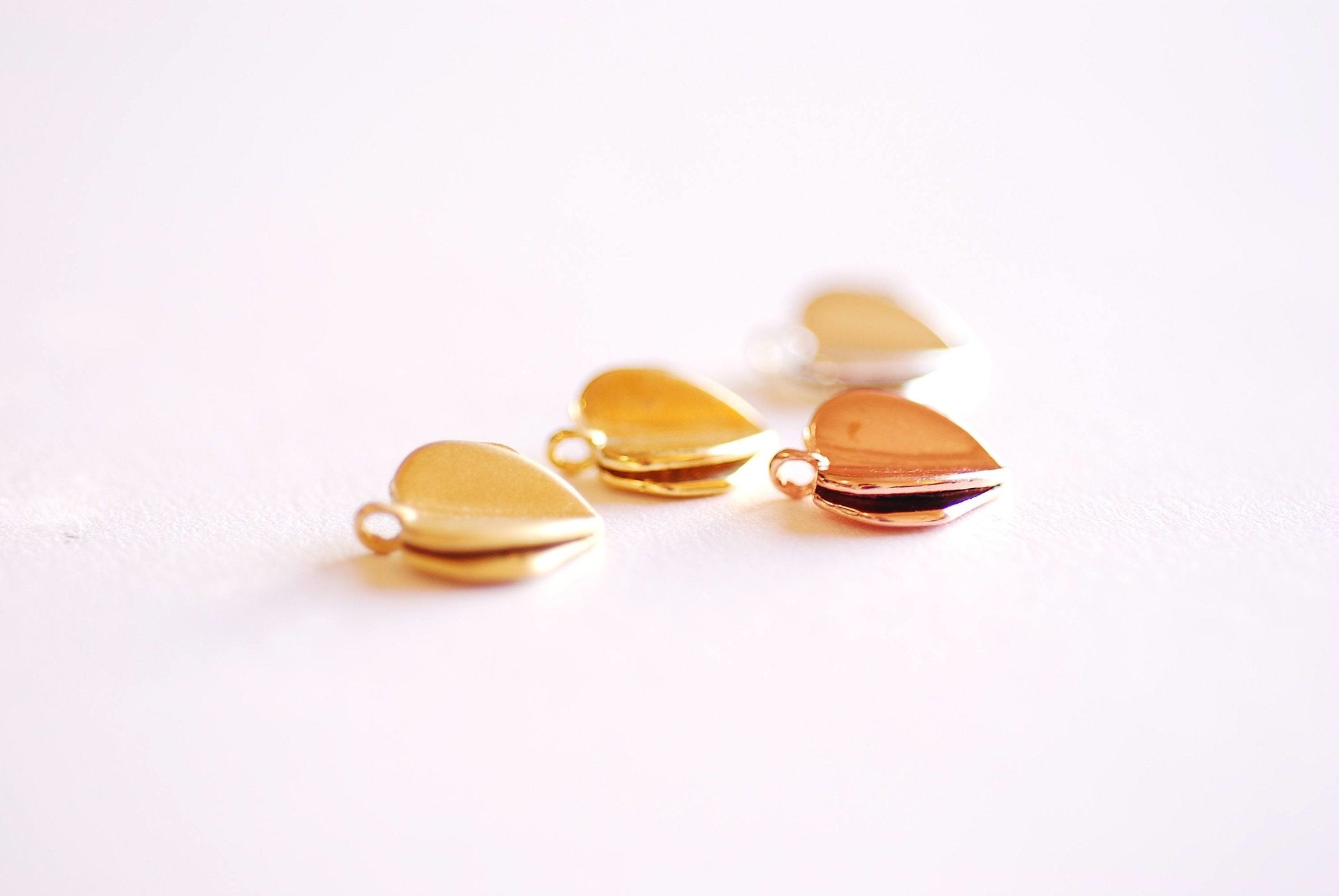 Pink Rose Gold Origami Heart Charm- 22k Rose Gold plated Sterling Silver, Paper Heart Charm, Geometric, Origami Charm, Gold Heart Charm, 359 - HarperCrown