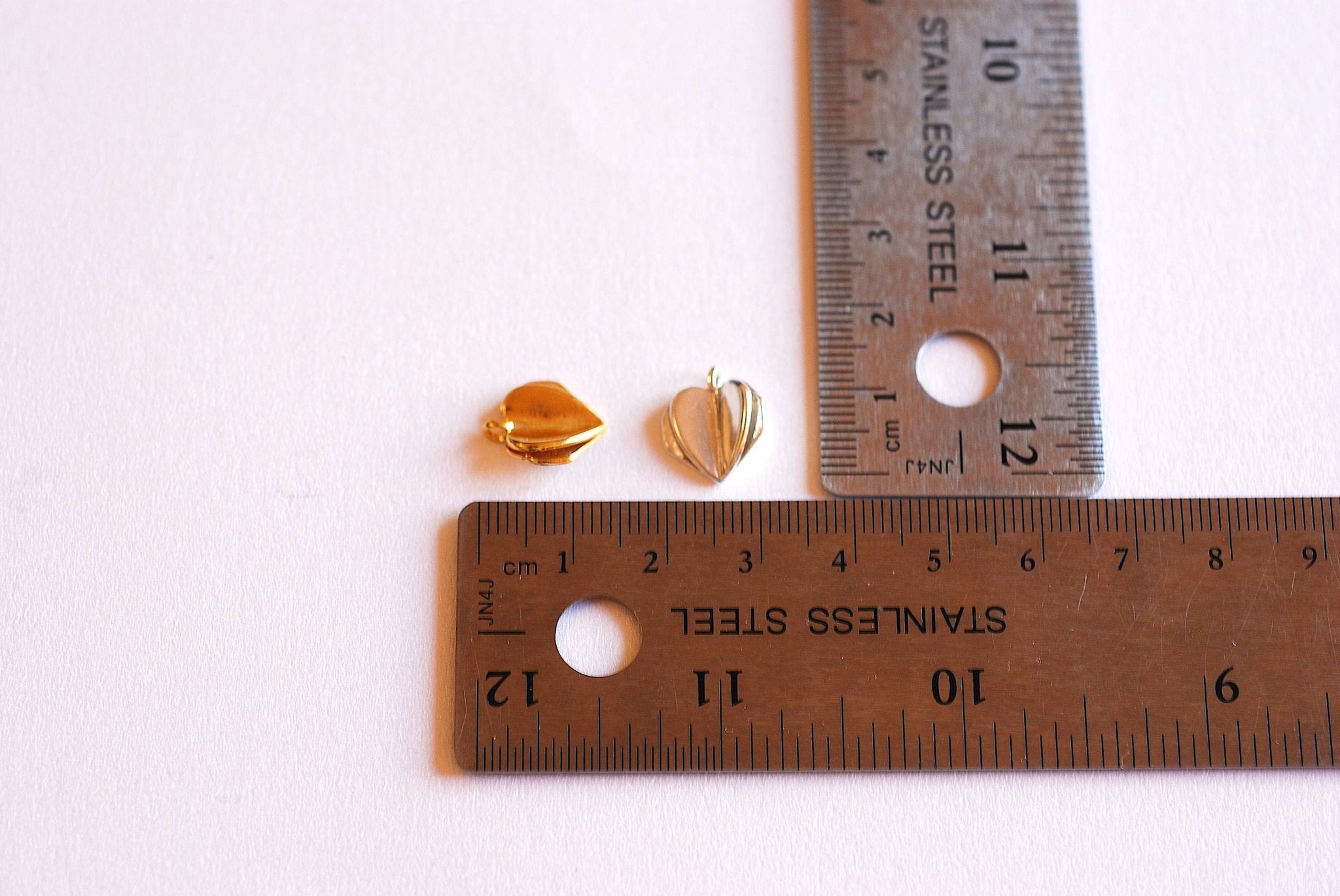 Pink Rose Gold Origami Heart Charm- 22k Rose Gold plated Sterling Silver, Paper Heart Charm, Geometric, Origami Charm, Gold Heart Charm, 359 - HarperCrown