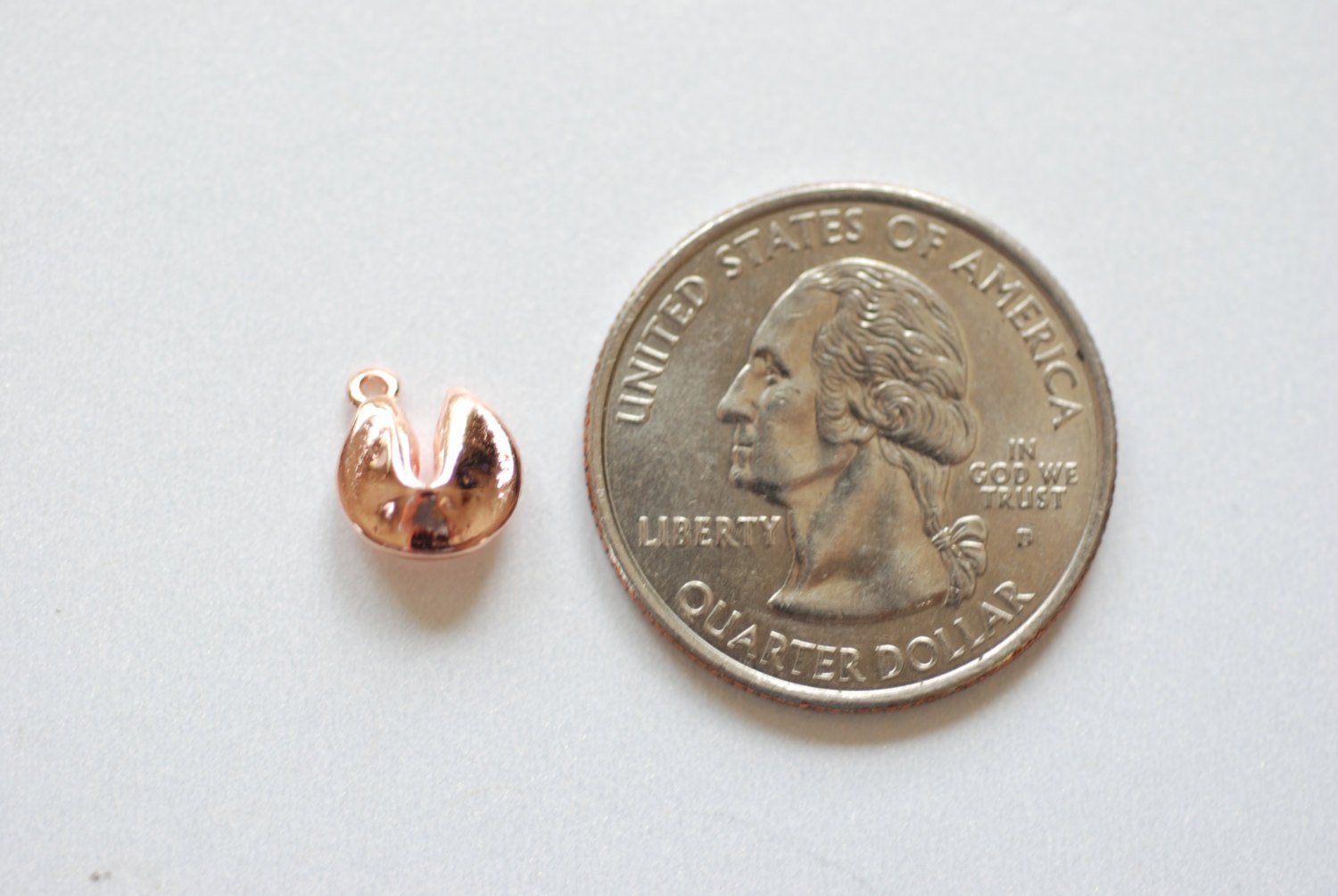 Pink Rose Gold Vermeil Fortune Cookie Charm -18k rose gold plated over Sterling Silver, Rose gold Cookie Charm Pendant, Cookie Charm, 96 - HarperCrown