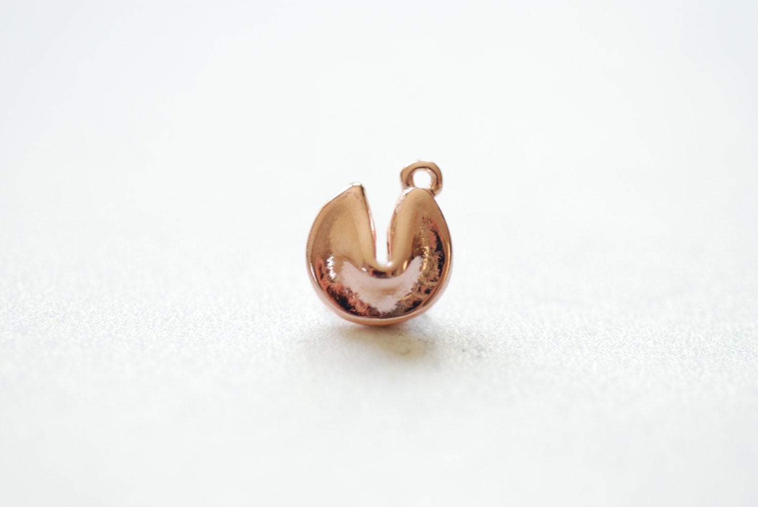 Pink Rose Gold Vermeil Fortune Cookie Charm -18k rose gold plated over Sterling Silver, Rose gold Cookie Charm Pendant, Cookie Charm, 96 - HarperCrown