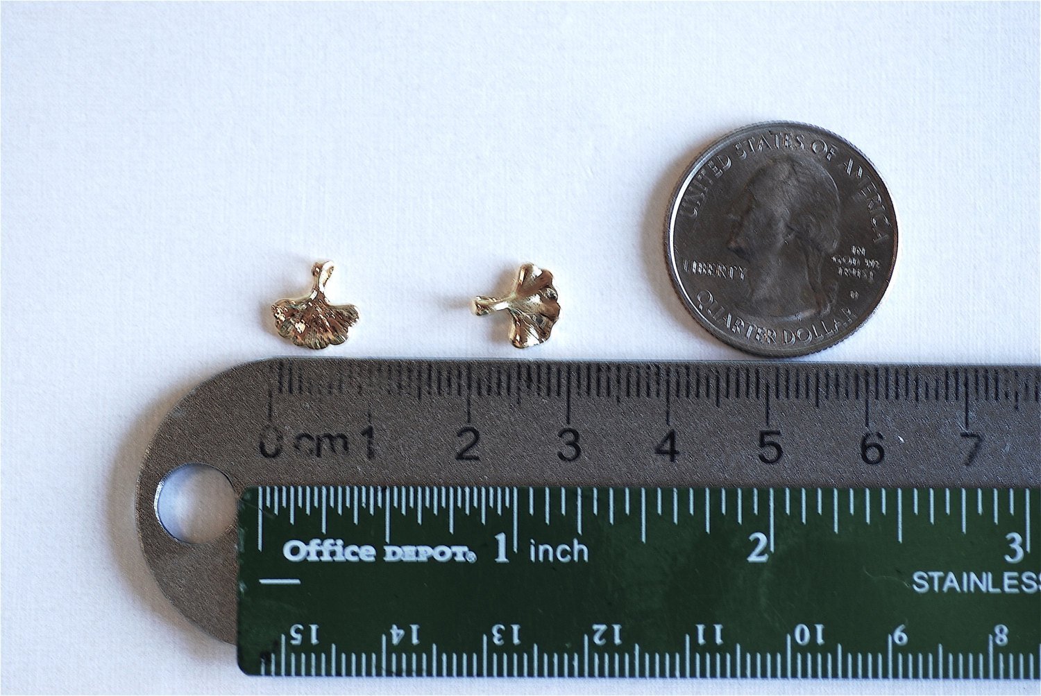 Pink Rose Gold Vermeil Ginkgo Leaf Charm Pendant- 18k gold over Sterling Silver Small Gingko Leaves Charm, Fan Leaf Petal Charm, 296 - HarperCrown