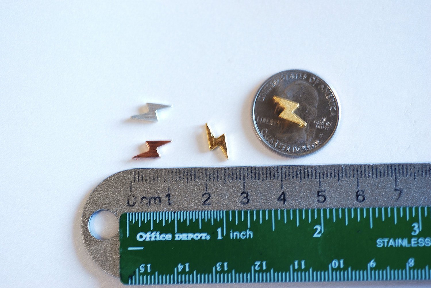 Pink Rose Gold Vermeil Lightning Bolt Charm- 22k rose gold plated Sterling Silver Lightning Thunder Bolt Beads, Tiny Small Thunder Bolt, 311 - HarperCrown