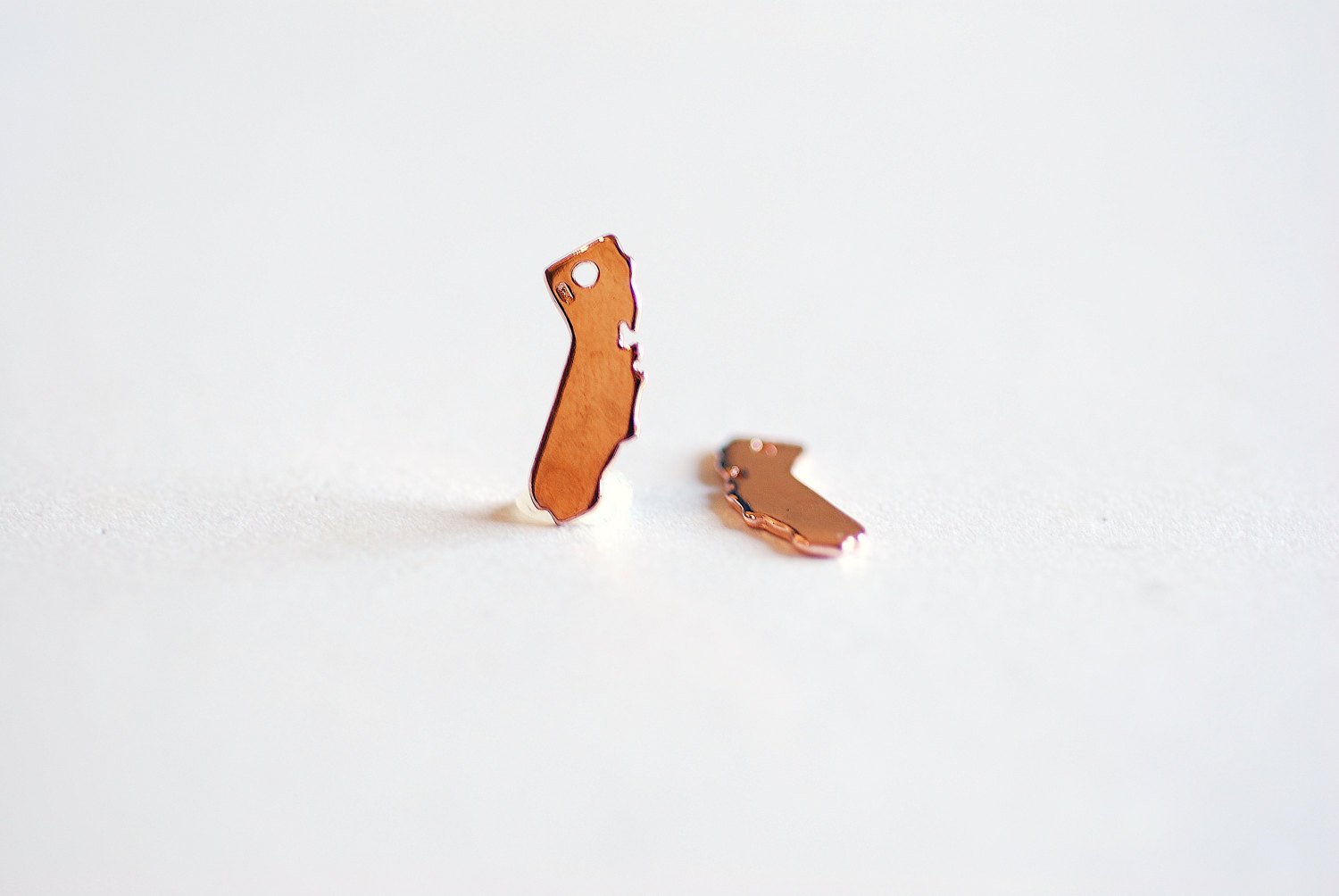 Pink Rose Gold Vermeil Small California State Blank Charm- 22k gold plated Sterling Silver California Charm Pendant, Golden State Charm, 309 - HarperCrown