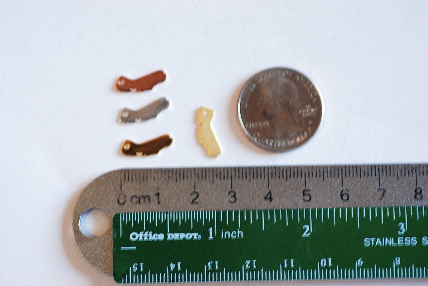 Pink Rose Gold Vermeil Small California State Blank Charm- 22k gold plated Sterling Silver California Charm Pendant, Golden State Charm, 309 - HarperCrown