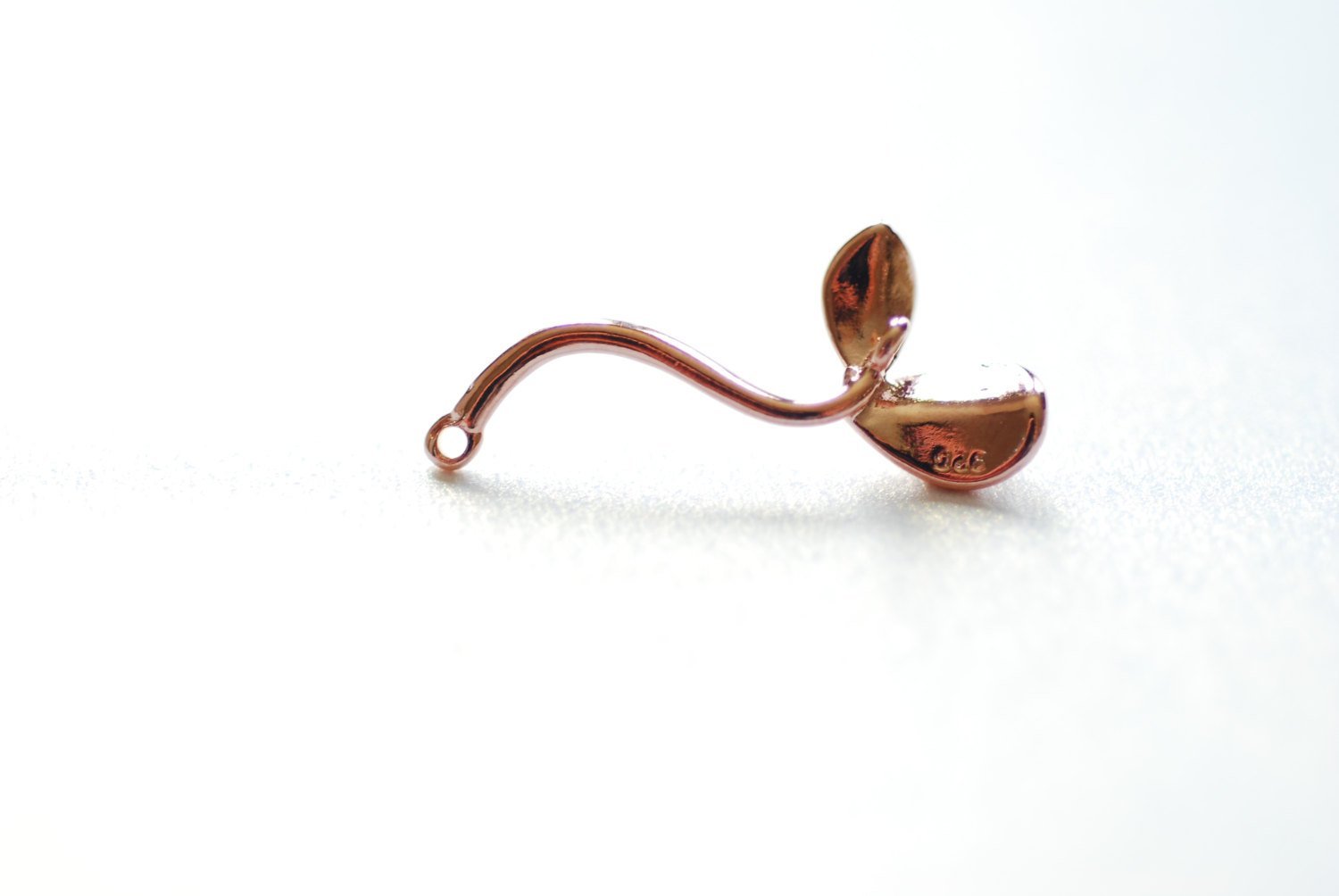 Pink Rose GoldVermeil Sprout Charm Connector- 22k gold plated Sterling Silver Sprout Connector, Alfalfa Sprout, Mung Bean Sprouts, Link, 196 - HarperCrown
