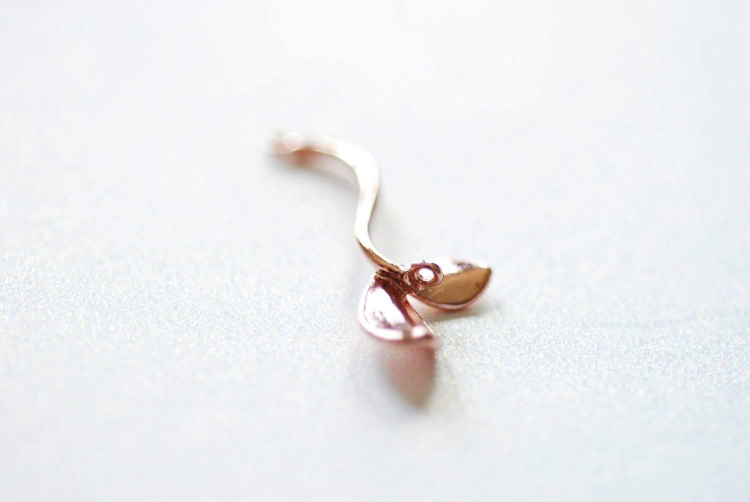 Pink Rose GoldVermeil Sprout Charm Connector- 22k gold plated Sterling Silver Sprout Connector, Alfalfa Sprout, Mung Bean Sprouts, Link, 196 - HarperCrown