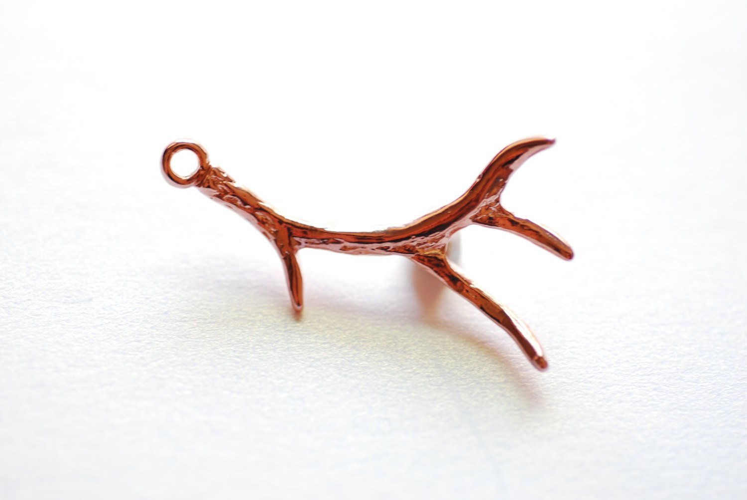 Pink Rose Vermeil Gold Deer Antler Charm- 18k gold plated over Sterling Silver Antler, Gold Antlers, hunting charm, Nature Charm, 248SR - HarperCrown