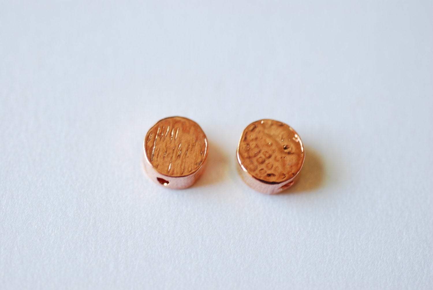 Pink Rose Vermeil Gold Flat Round Circle Beads- 18k gold plated over Sterling Silver Round beads, Gold Flat Round Circle Charm, 239 - HarperCrown