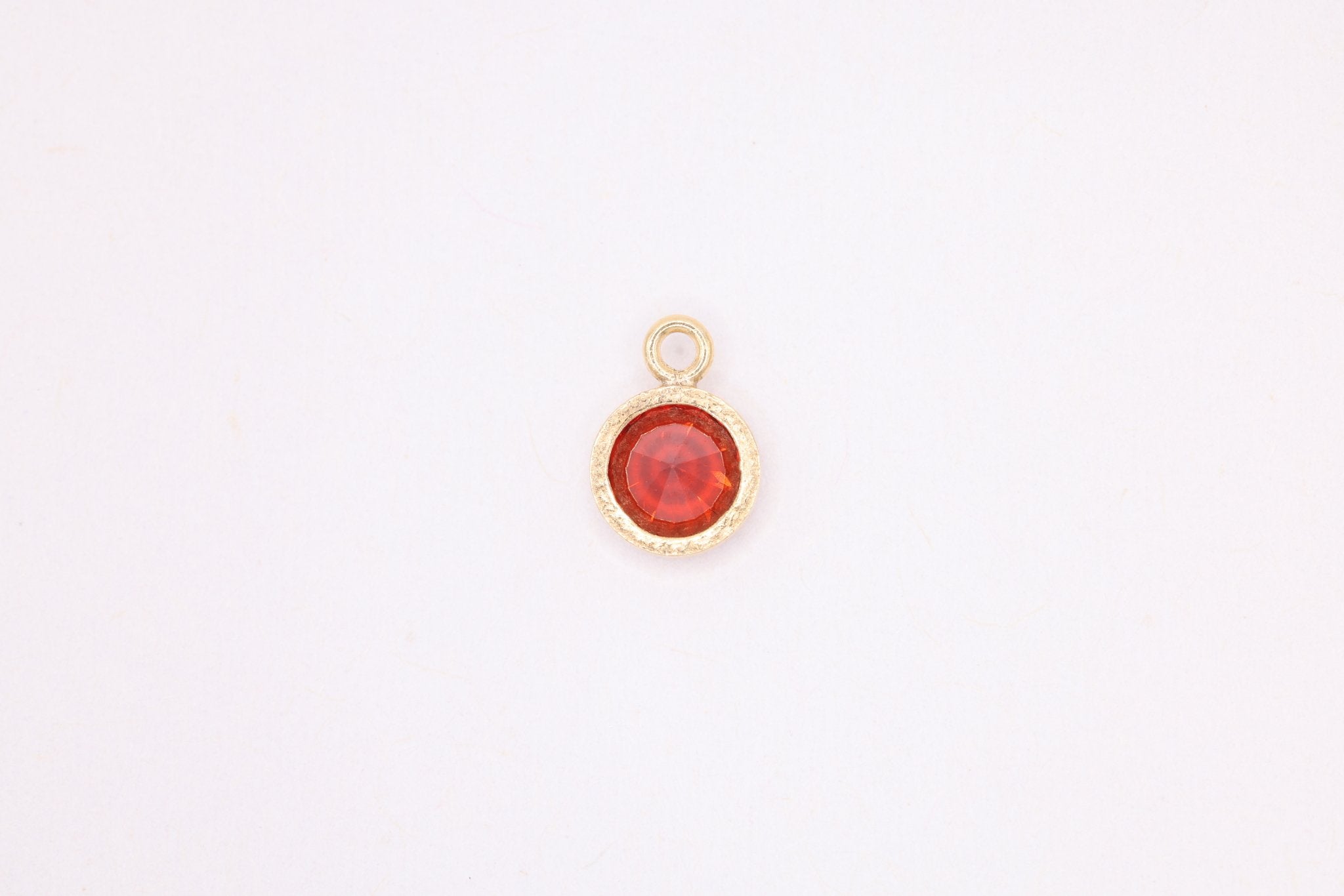 Red Garnet CZ Gold-Filled Wholesale Drop Charm, January Birthstone, Horizontal Bail - HarperCrown