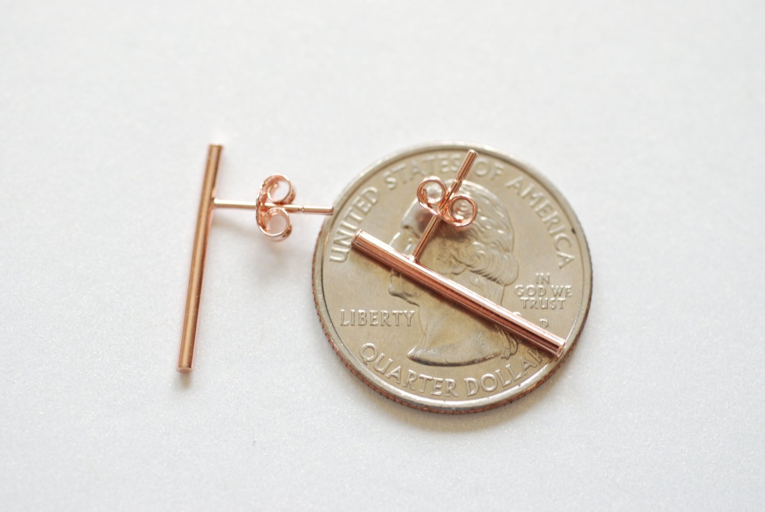 Rose Gold Bar Earrings, Line Earrings, Stick earrings, bar stud earrings, minimalist earrings,Filament earrings, Ear Climbers, Post Earrings - HarperCrown