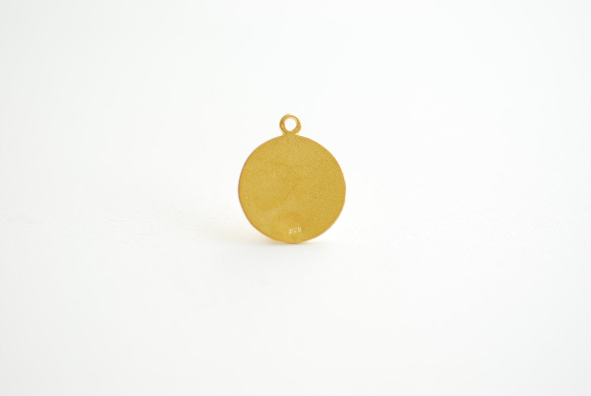 Round Cross Pendent- Vermeil Gold 18k Gold plated over 925 Sterling Silver, Religious Symbol, 18mm Disc, Christian Catholic Cross, 476 - HarperCrown