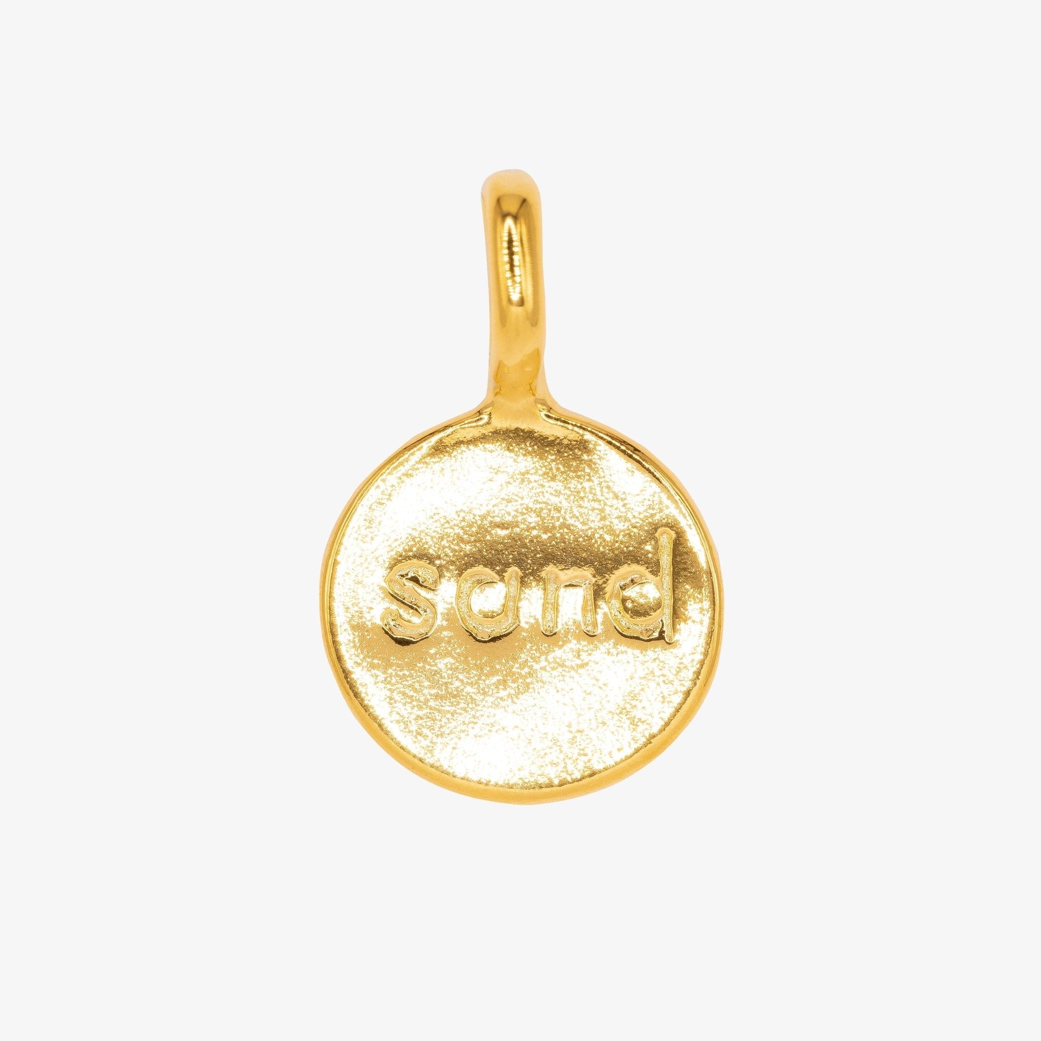 "Sand" Round Disc Charm 14K Gold - HarperCrown