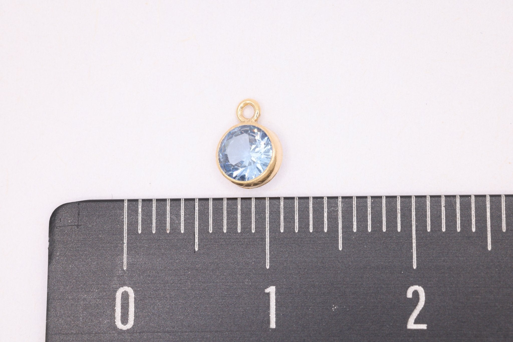 Sapphire Birthstone CZ Gold-Filled Wholesale Drop Charm, September Birthstone, Horizontal Bail - HarperCrown