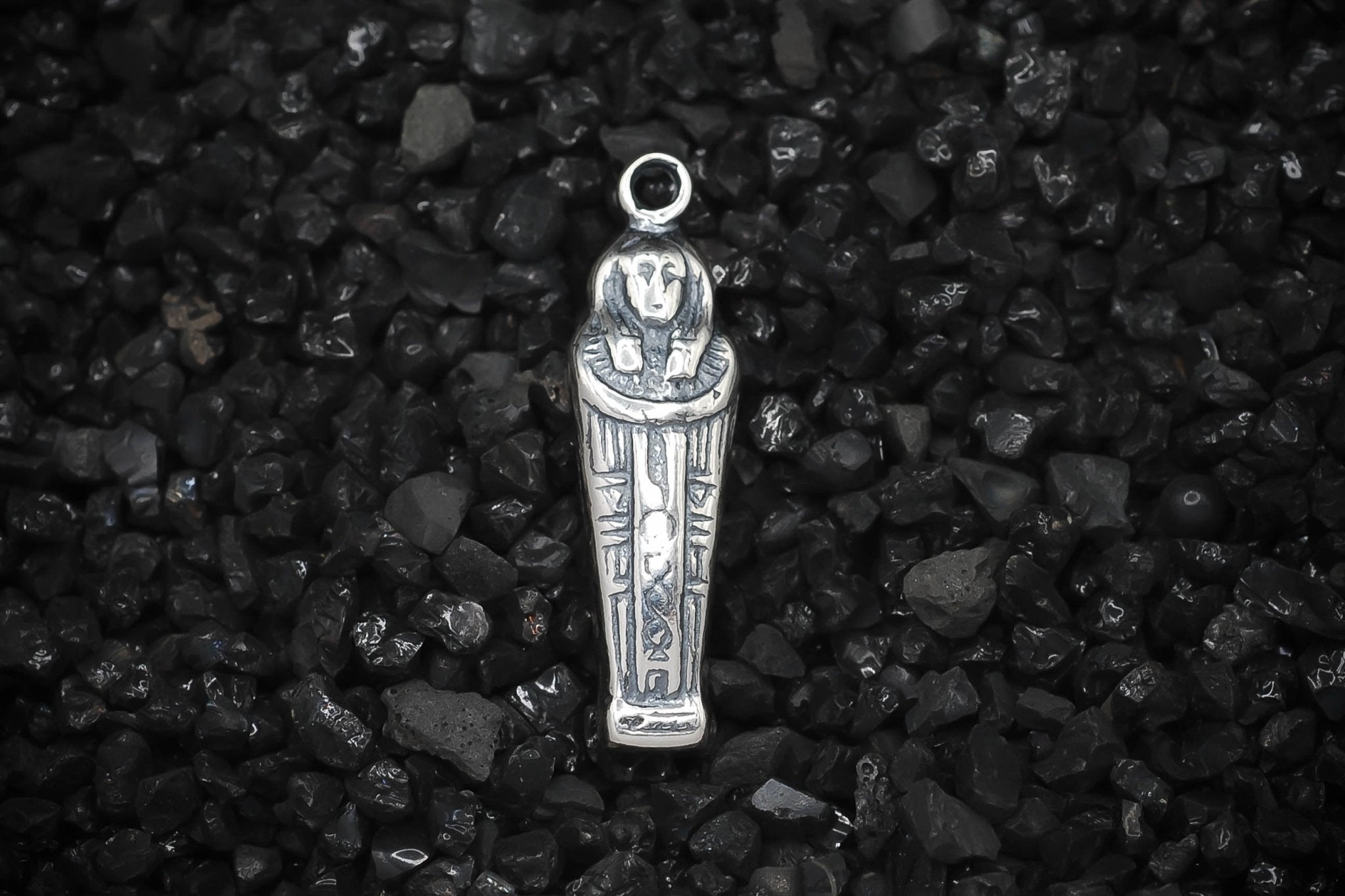 Sarcophagus Mummy Tomb Ancient Egyptian Charm | 925 Sterling Silver, Oxidized or 18K Gold Plated | Jewelry Making Pendant - HarperCrown