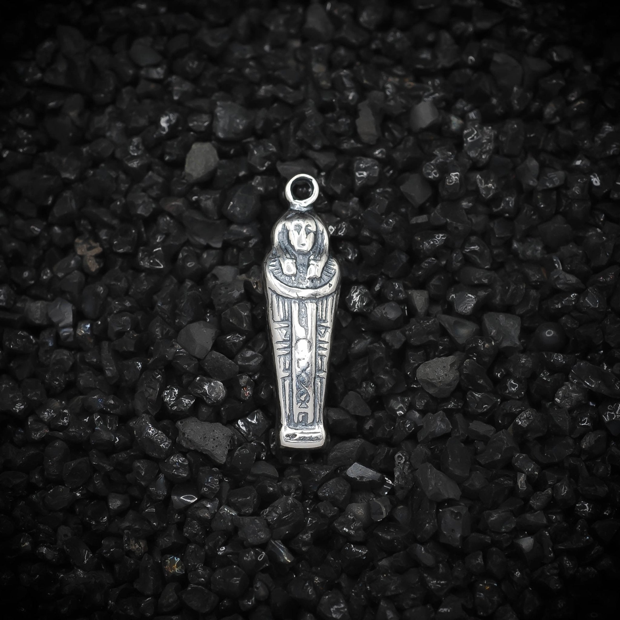Sarcophagus Mummy Tomb Ancient Egyptian Charm | 925 Sterling Silver, Oxidized or 18K Gold Plated | Jewelry Making Pendant - HarperCrown