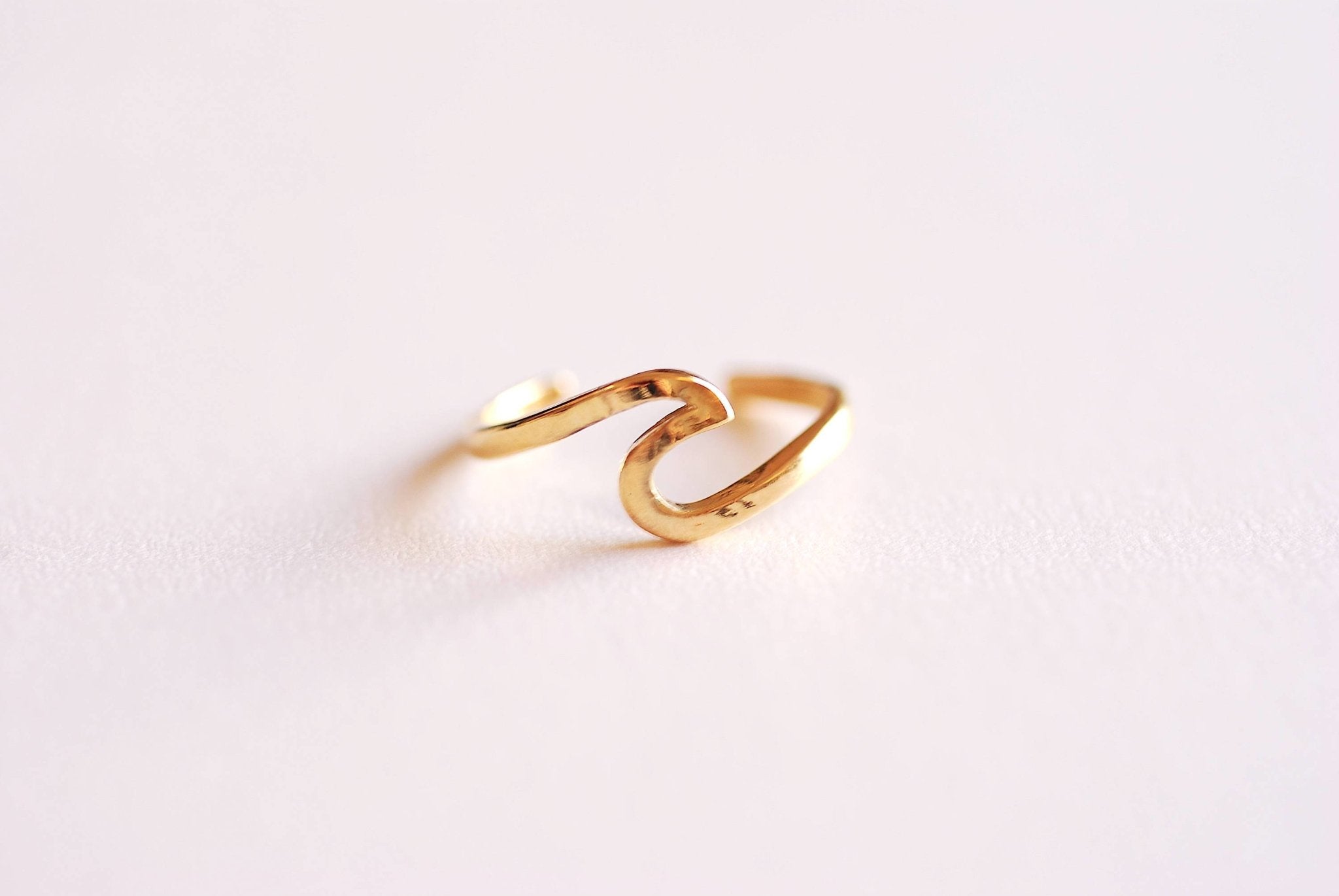 Shiny Gold Adjustable Wave Ring- nalu ring, ocean ring, tidal wave, beach jewelry, ocean jewelry, nautical surf ring, Adjustable ring, - HarperCrown