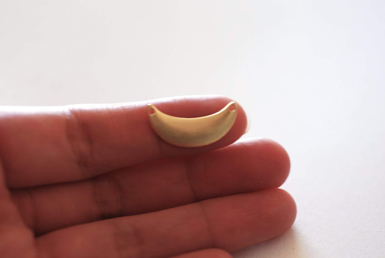 Shiny Gold Crescent Moon Connector- Vermeil Gold 22k gold over 925 Sterling Silver Half Moon Charm, Moon Connector, Gold Moon Charm, 330 - HarperCrown