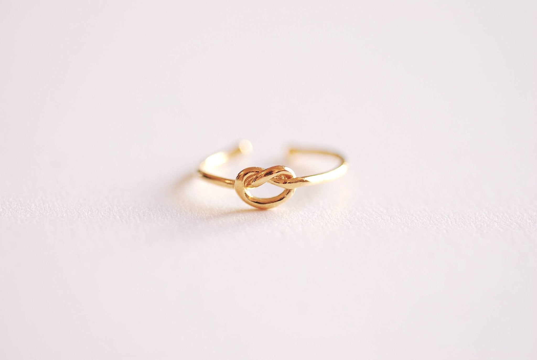 Shiny Gold Love Knot Ring- Gold Love Knot adjustable ring, Thin Love knot ring, bridesmaid Gift, knot promise ring, Eternity Ring, Midi Ring - HarperCrown
