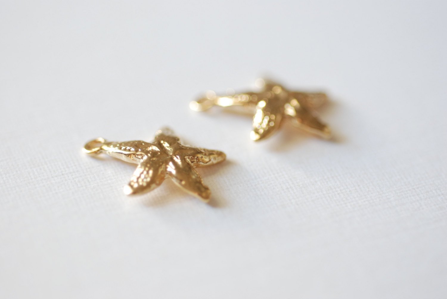 Shiny Gold Starfish Charm- 18k gold plated over sterling silver, gold starfish charm pendant, sea life charm, Gold Sea Shell Charm, 103 - HarperCrown