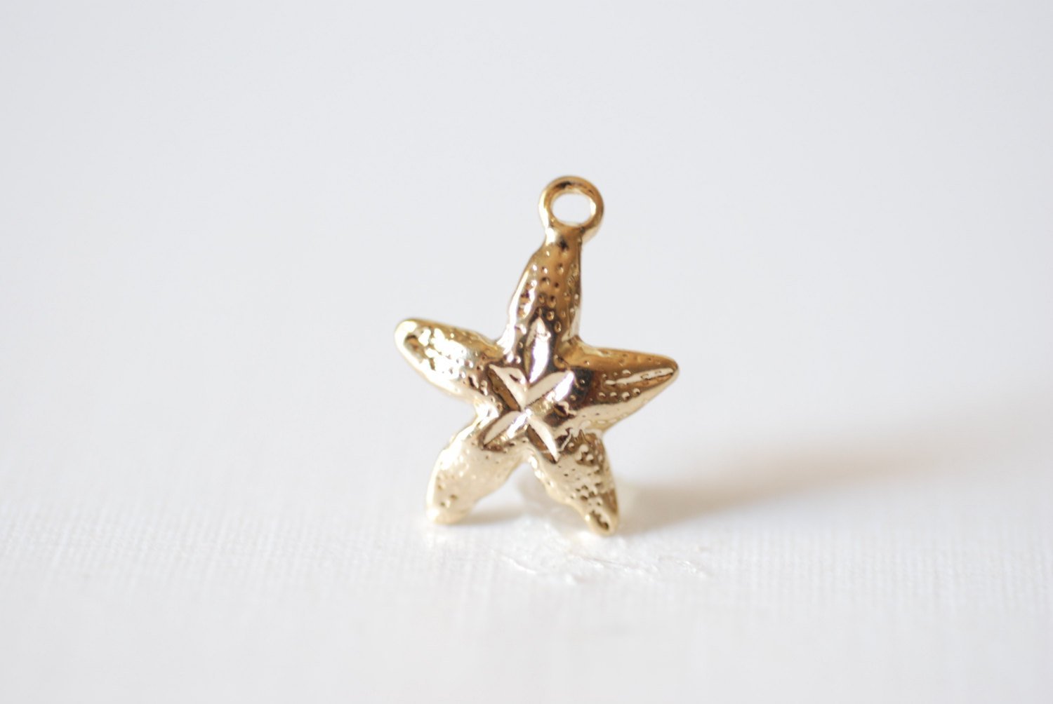 Shiny Gold Starfish Charm- 18k gold plated over sterling silver, gold starfish charm pendant, sea life charm, Gold Sea Shell Charm, 103 - HarperCrown