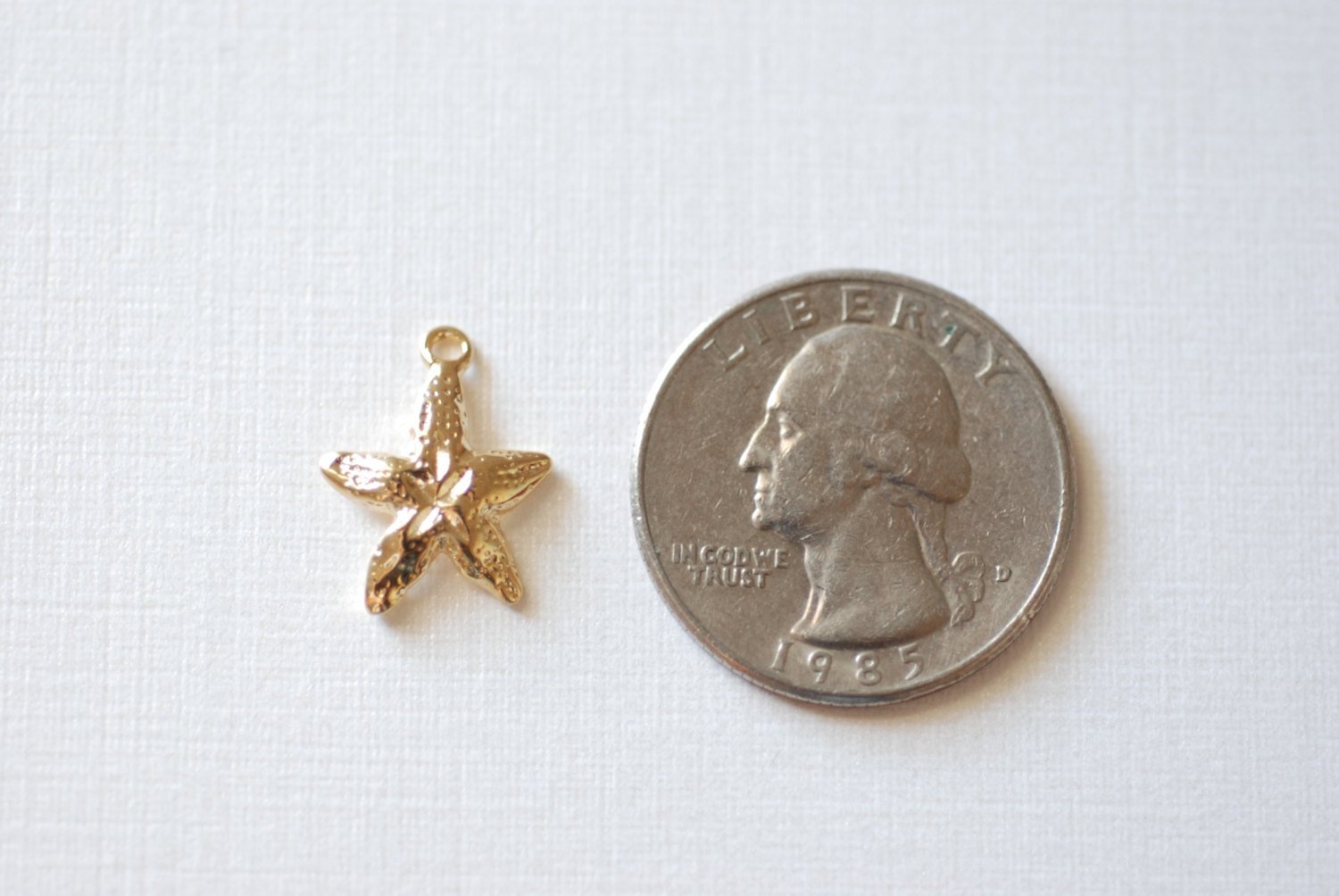 Shiny Gold Starfish Charm- 18k gold plated over sterling silver, gold starfish charm pendant, sea life charm, Gold Sea Shell Charm, 103 - HarperCrown