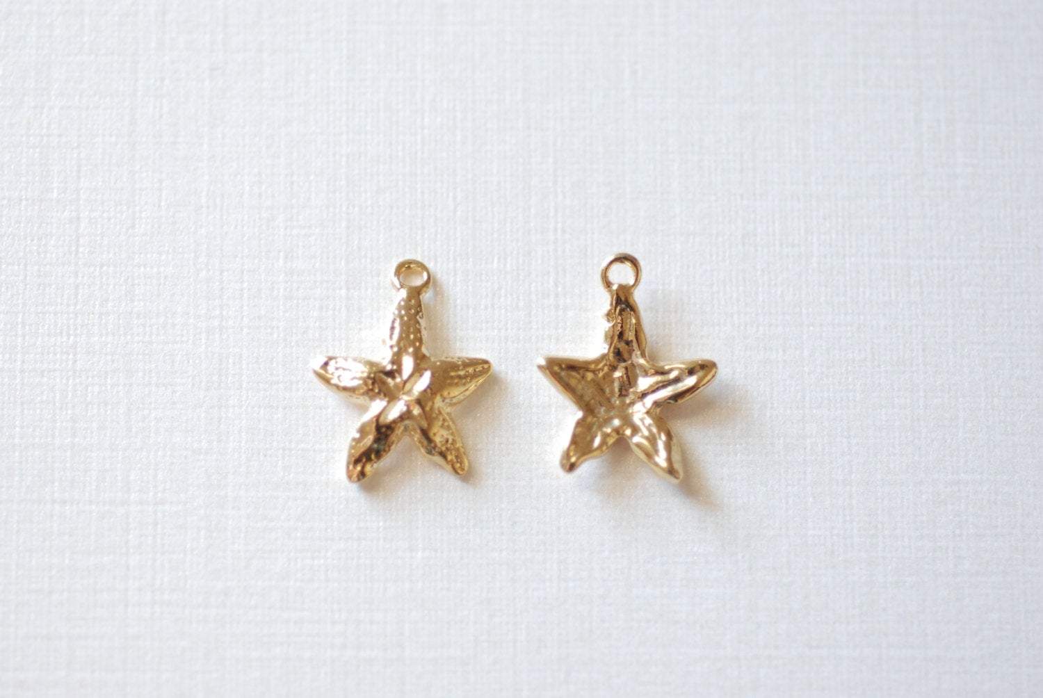 Shiny Gold Starfish Charm- 18k gold plated over sterling silver, gold starfish charm pendant, sea life charm, Gold Sea Shell Charm, 103 - HarperCrown