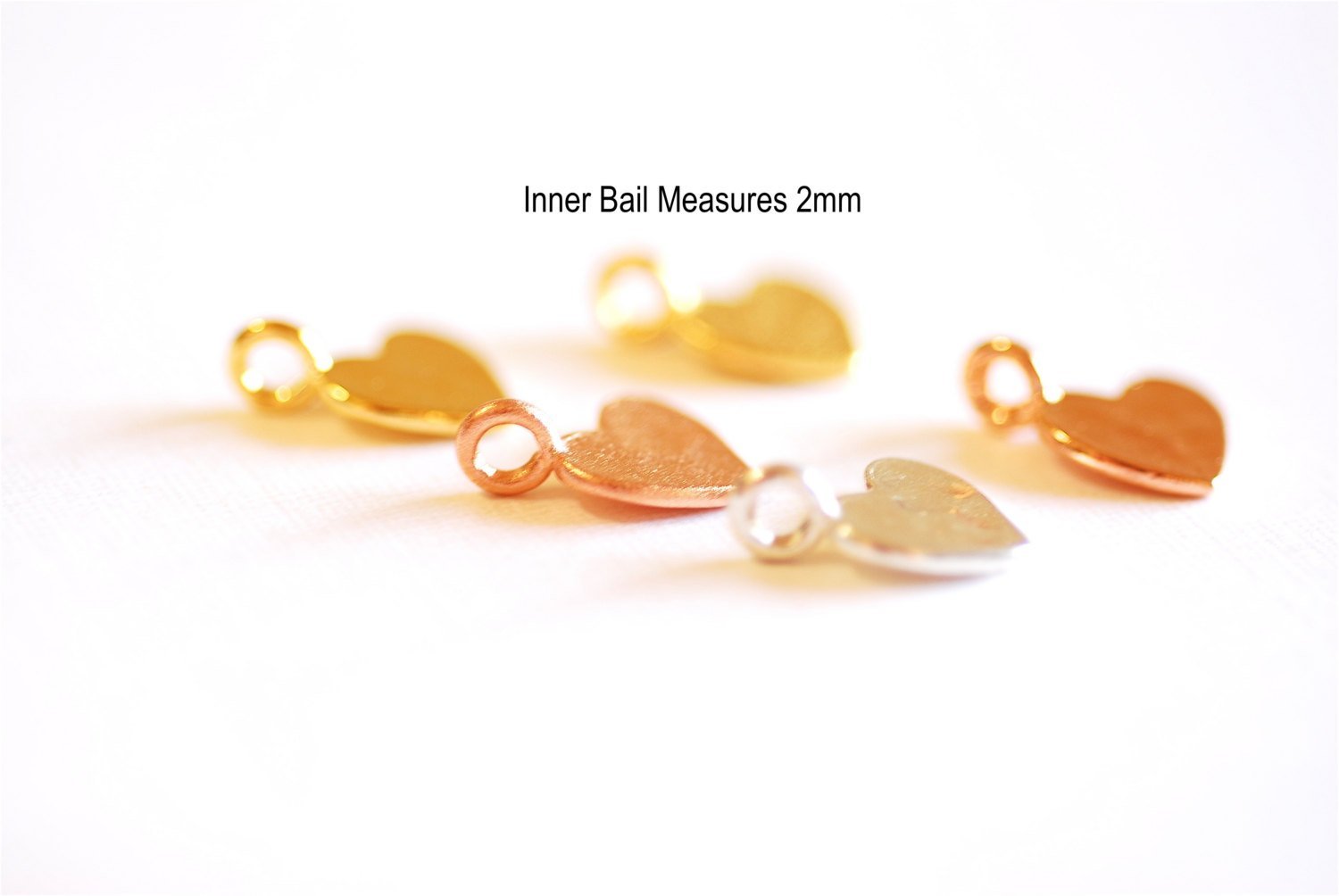 Shiny Pink Rose Gold Vermeil Hammered Heart Charm- 18k gold plated Sterling Silver Heart Charm Pendant, Gold Heart, Stamping Heart, 121 - HarperCrown