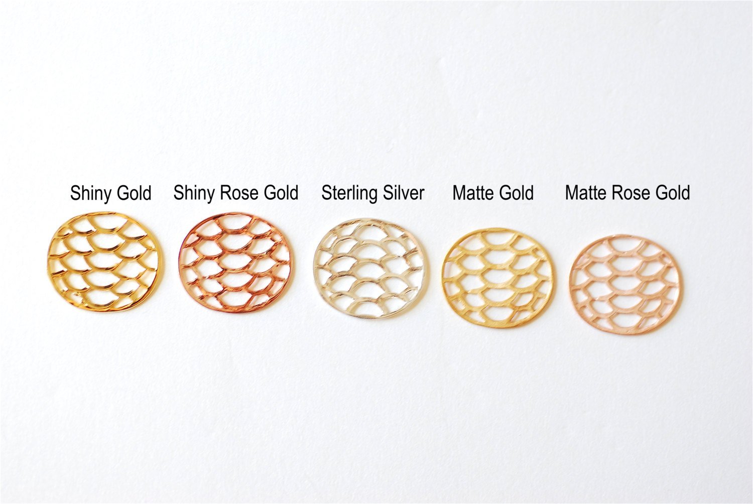 Shiny Pink Rose Gold Vermeil Round Filigree Charm Connector- 18k gold plated Sterling Silver, Gold Scales Charm, Gold Round Connector, 242 - HarperCrown