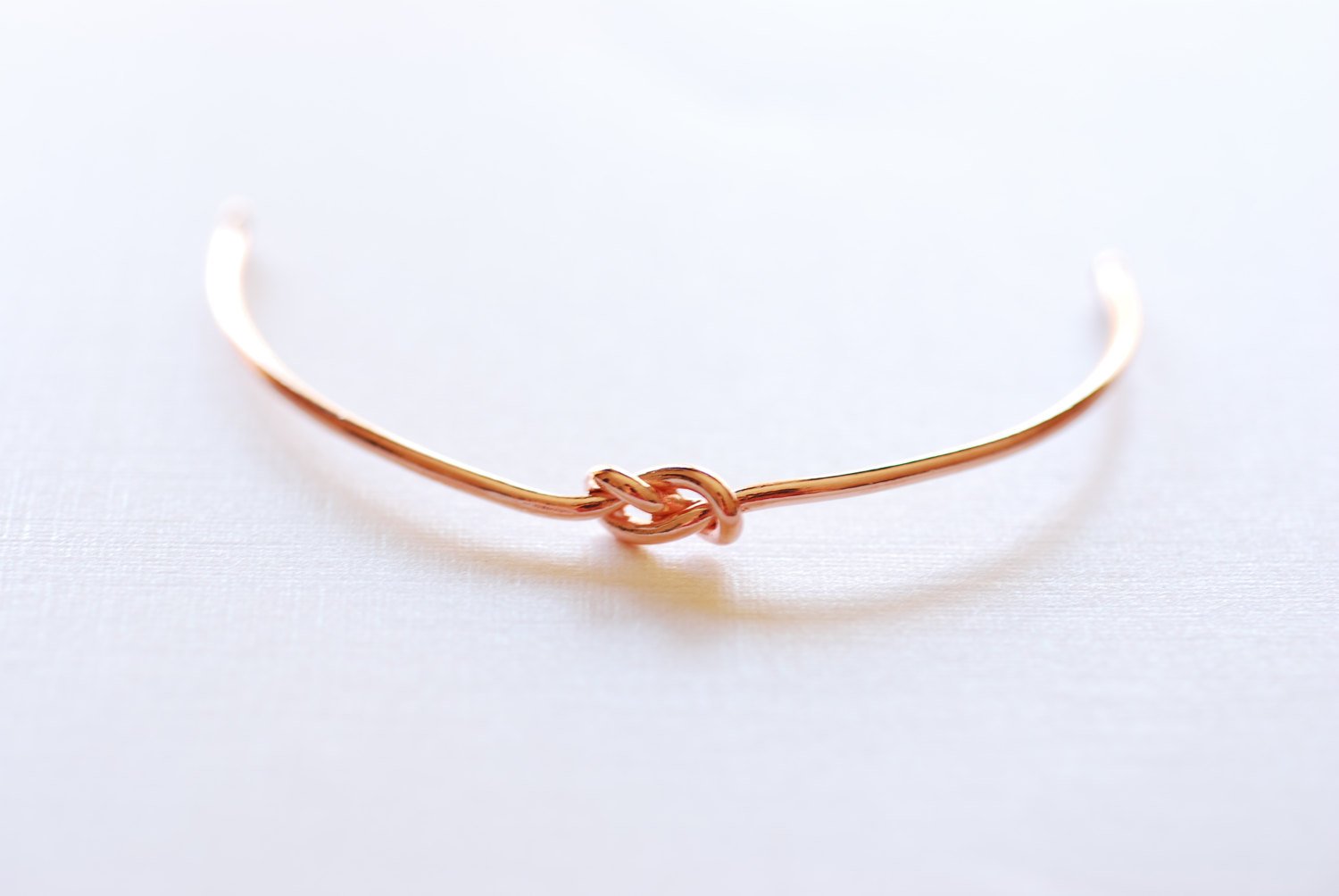 Shiny Pink Rose Vermeil Gold Love Knot Bracelet-18k gold plated Sterling Silver Knot Cuff Bracelet, Adjustable Bracelet, Bow Bracelet, 263 - HarperCrown