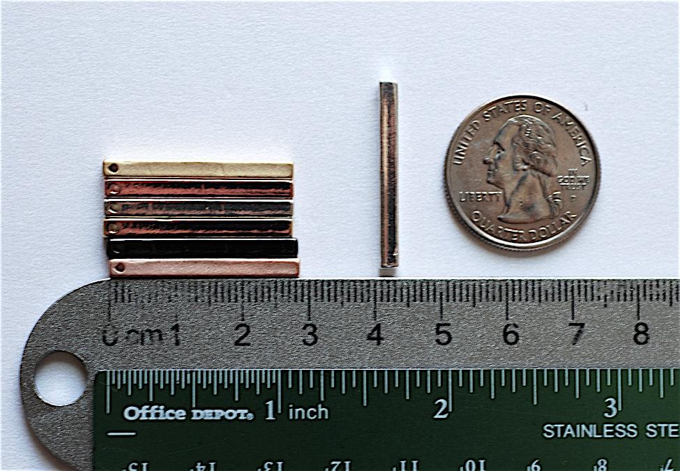 Shiny Pink Rose Vermeil Gold Rectangle Bar Drop- 18k gold plated over Sterling Silver Bar, Rose Gold Bar Column, Gold Bar Dangle Charm,238 - HarperCrown